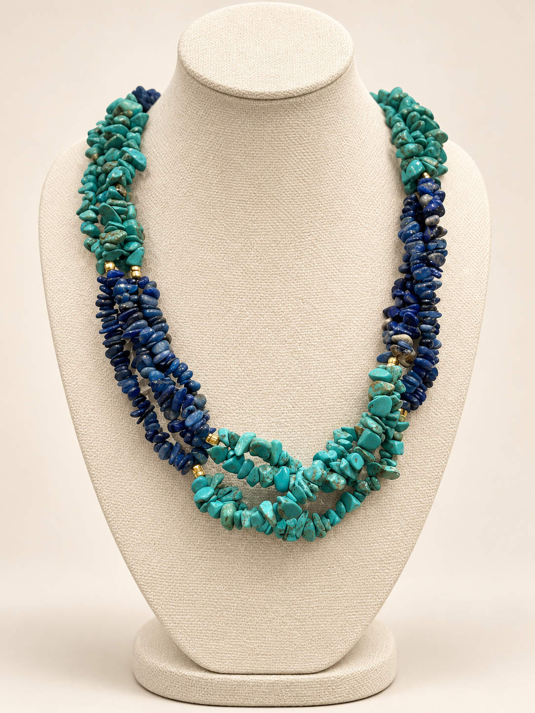 Lapislazuli-Türkis-Kette – handgefertigtes Unikat, ca. 56 cm