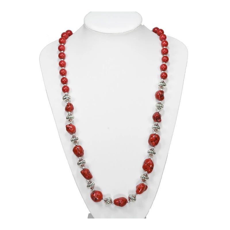 Lange Halskette roter Türkis