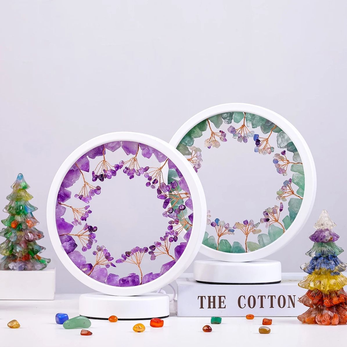 Raw Stone Tree of Life Tischlampe | Amethyst
