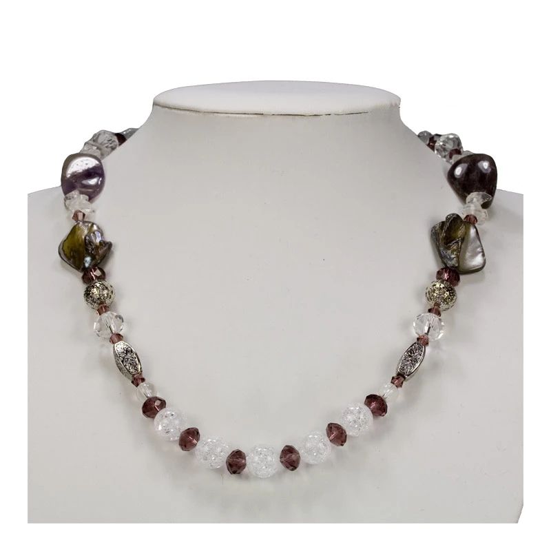 Halskette Bergkristall/Amethyst