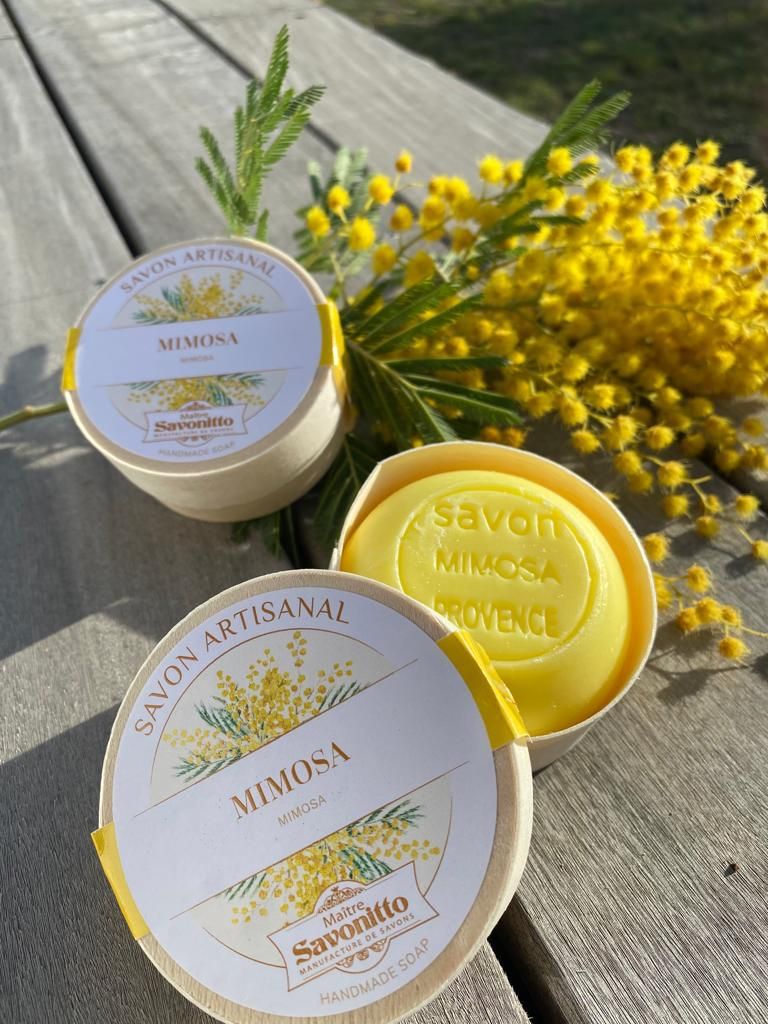 Mimosa-Seife in Holzkiste 100g