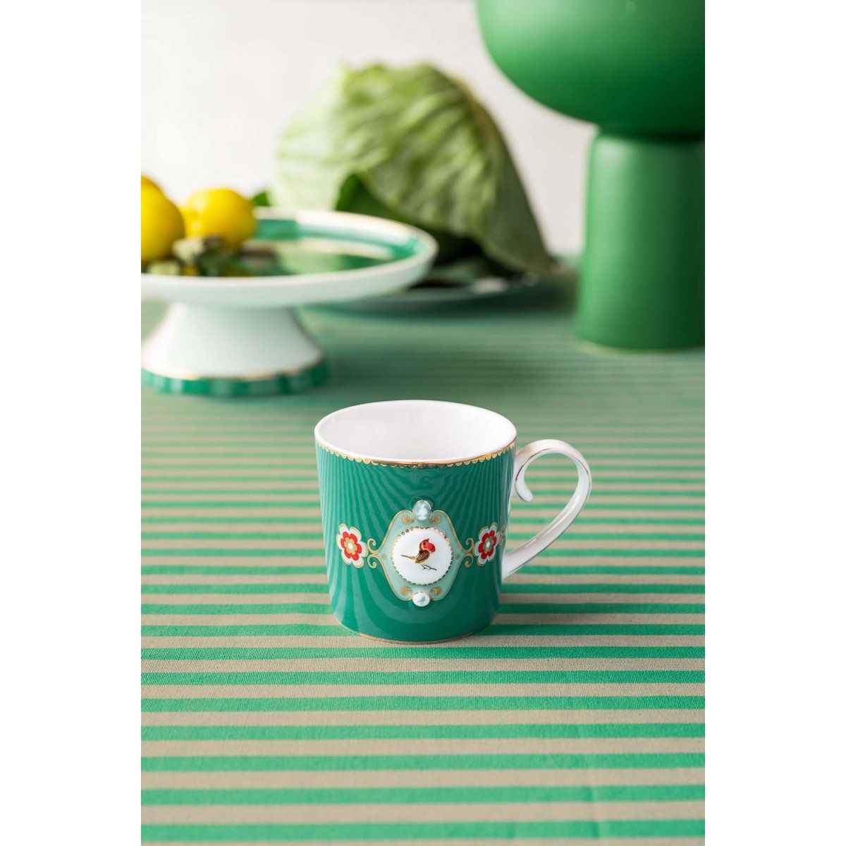 Mug Small Love Birds Medallion Emerald-Green 150ml Grün