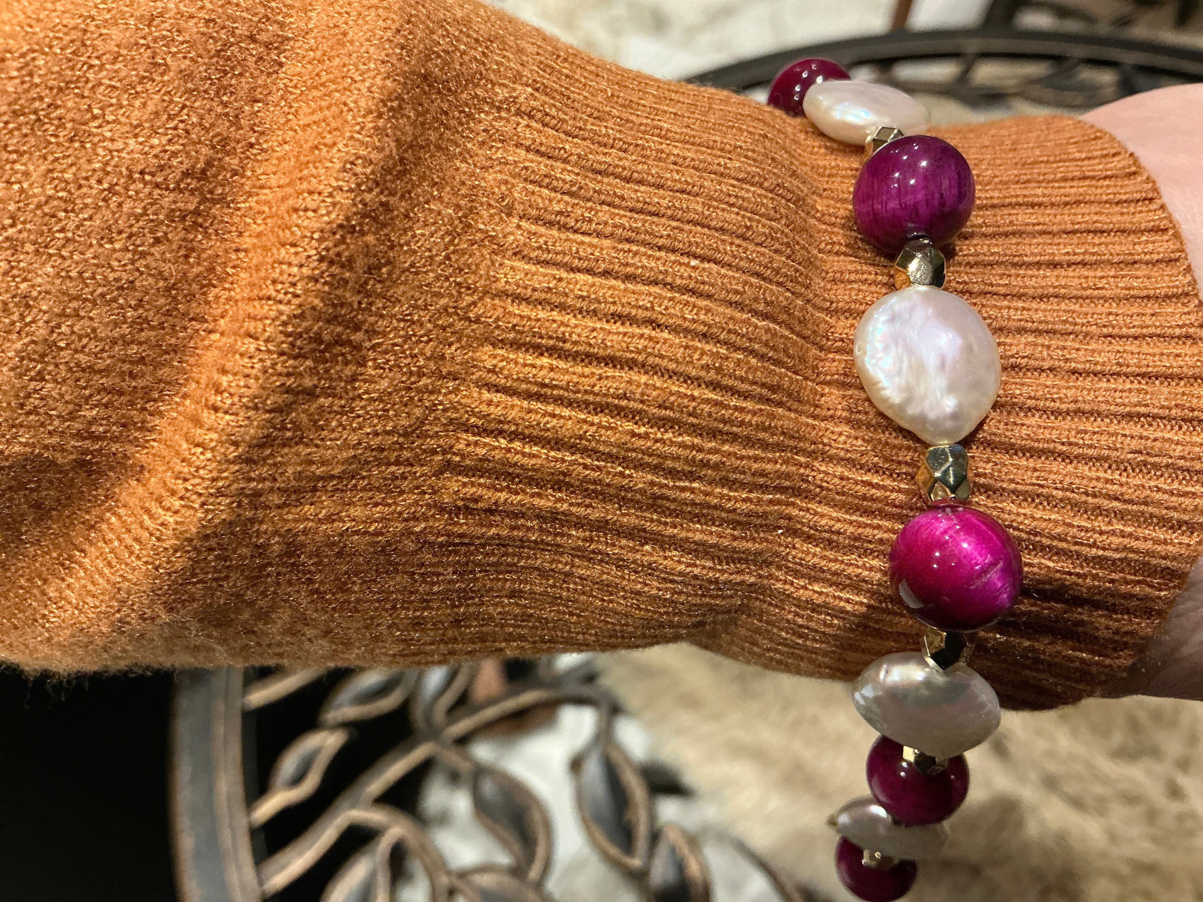 ROSA TIEGERAUGE -BAROCKPERLE ARMBAND ca.19 cm  - UNICAT