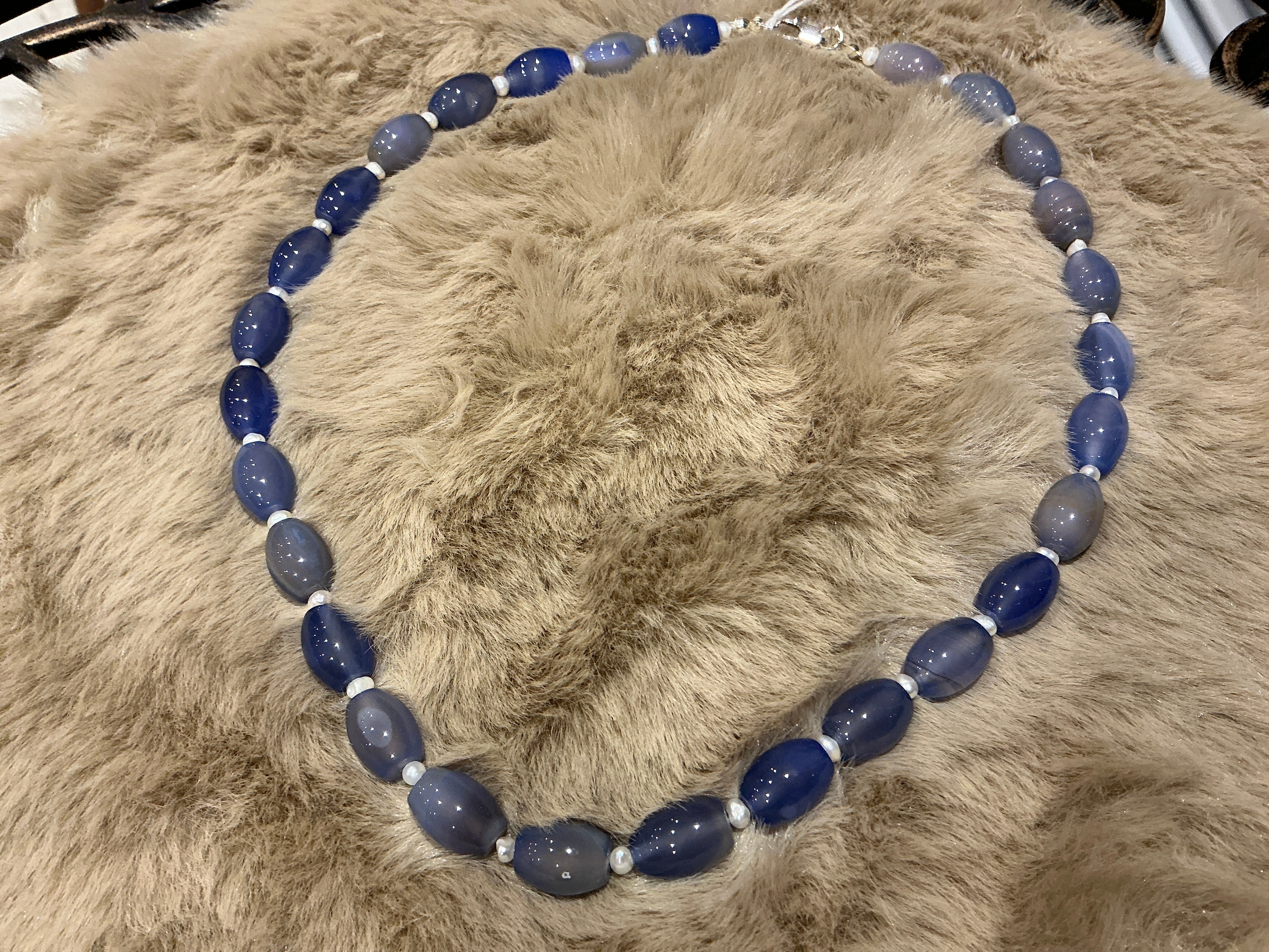 INDIGO ACHAT - PERLE HALSKETTE ca. 50 cm  - UNICAT