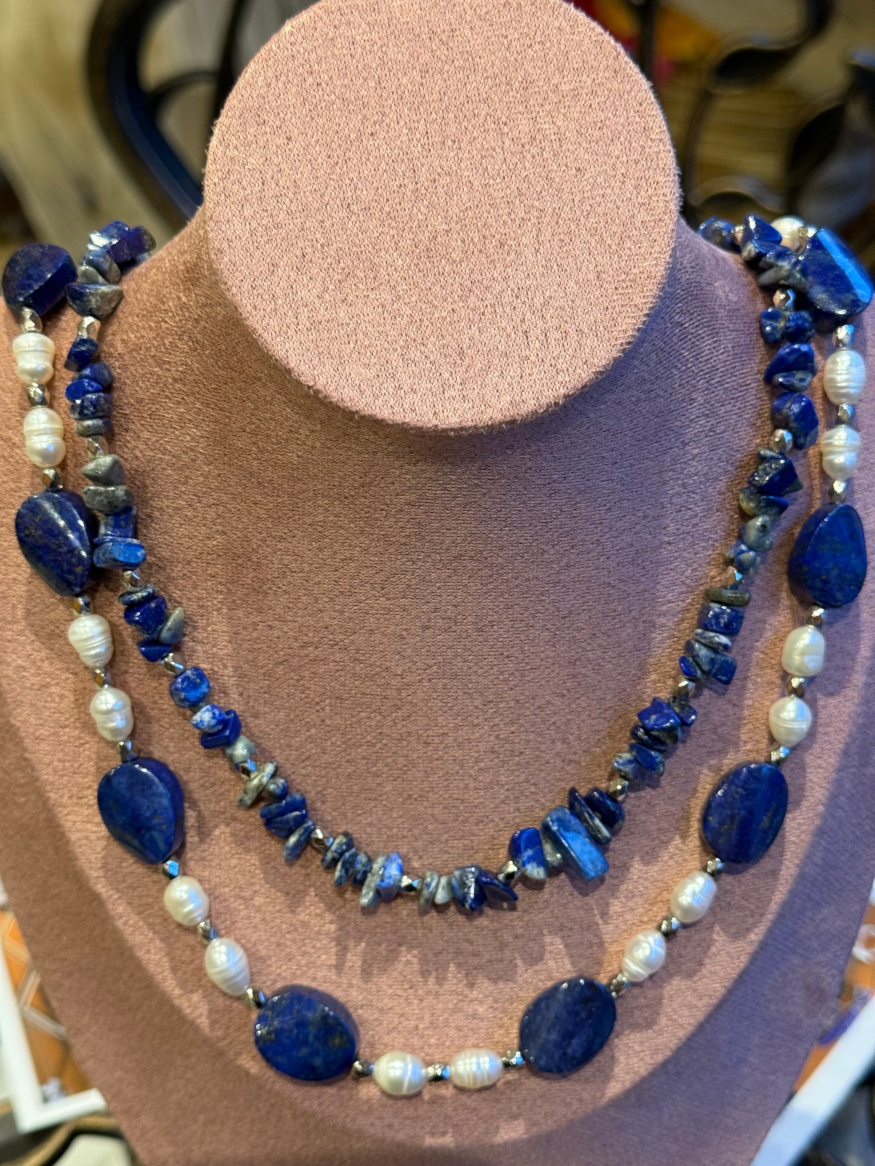 LAPISLAZULI SÜSSWASSERPERLE CA.68CM  - UNICAT