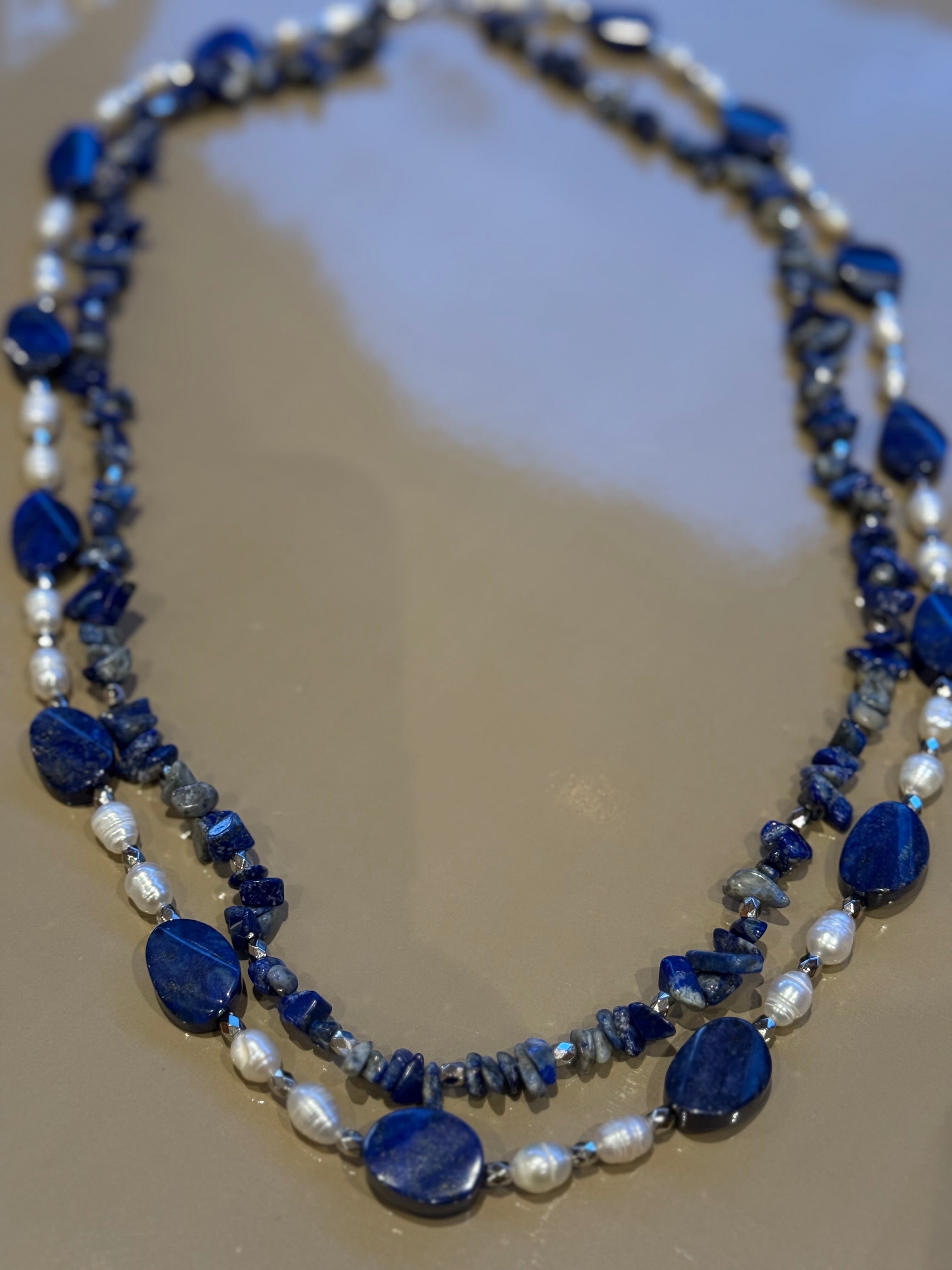 LAPISLAZULI SÜSSWASSERPERLE CA.68CM  - UNICAT