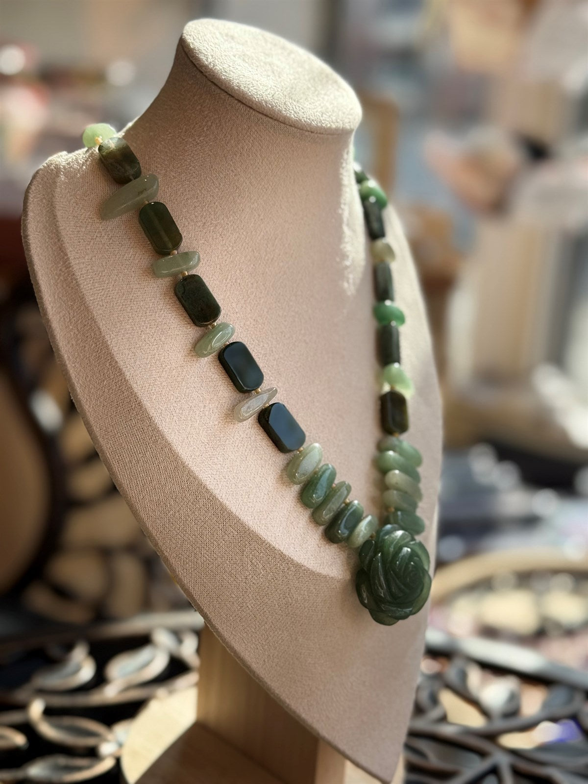 INDISCHER ACHAT - AVENTURIN HALSKETTE ca 60 cm  - UNICAT