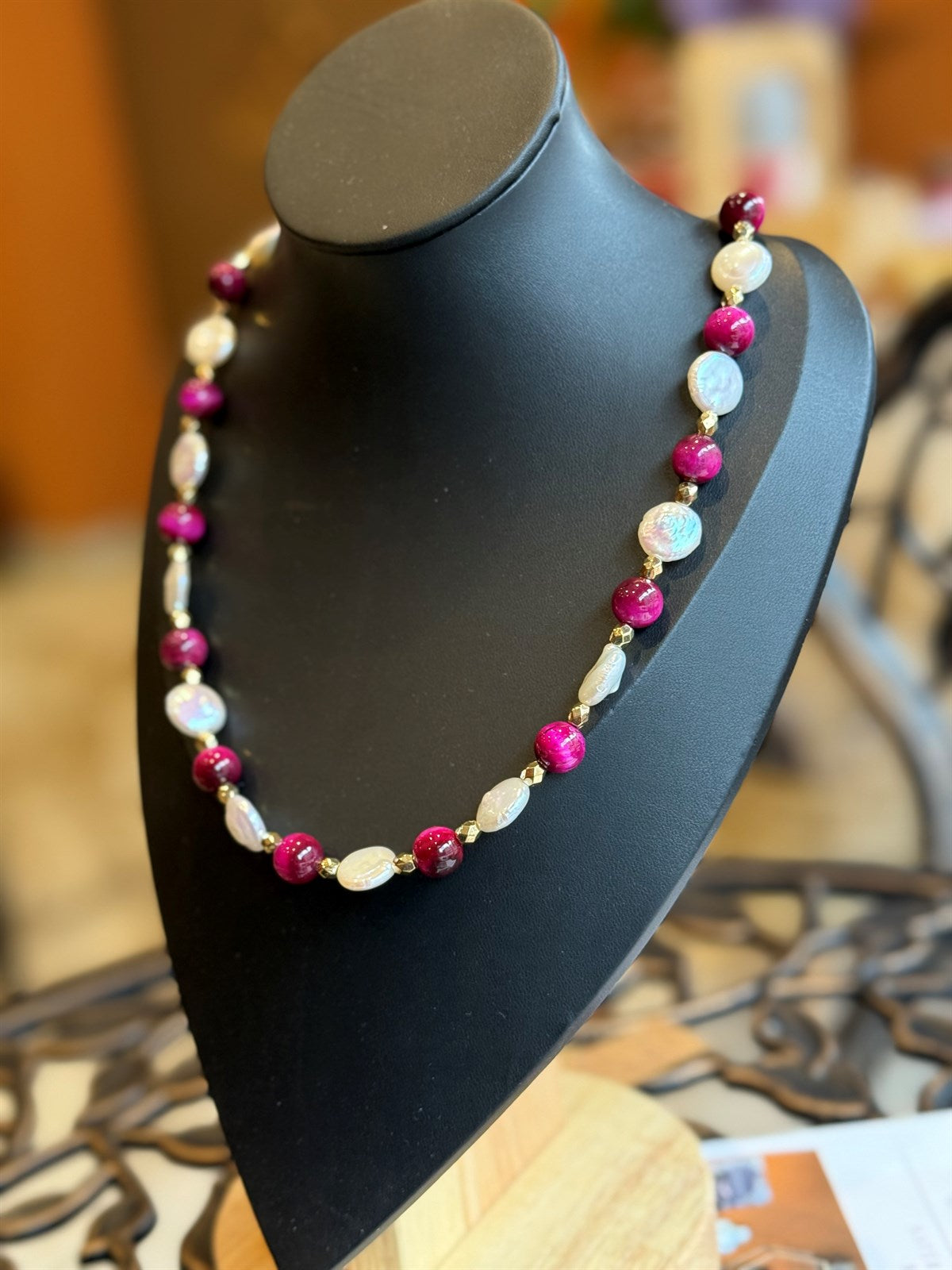 ROSA TIEGERAUGE - BAROCK PERLE HALSKETTE ca76cm  - UNICAT