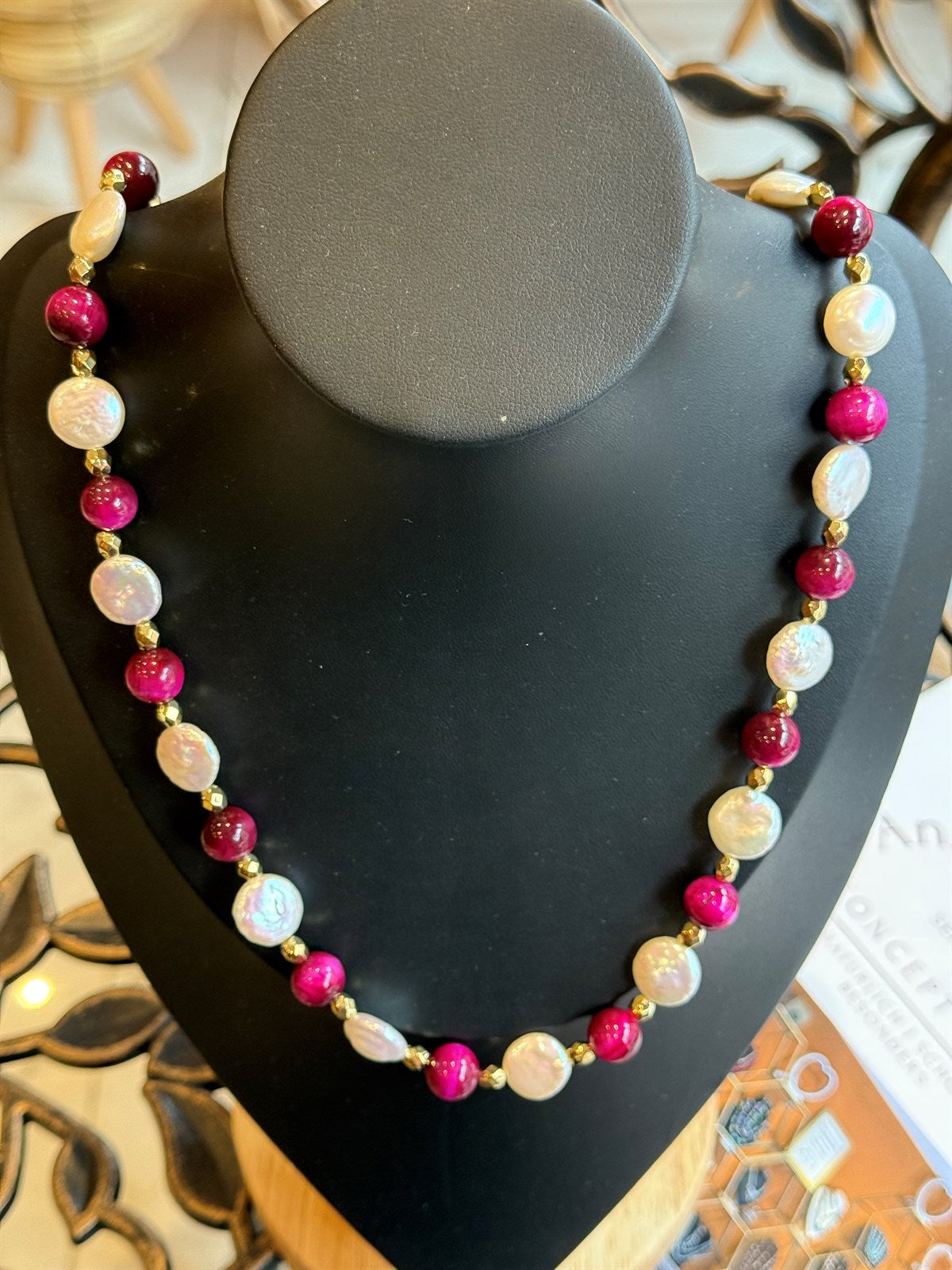 ROSA TIEGERAUGE - BAROCK PERLE HALSKETTE ca76cm  - UNICAT