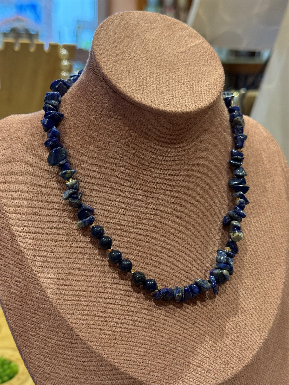 LAPISLAZULI - HÄMATIT HALSKETTE ca 39 cm  - UNICAT