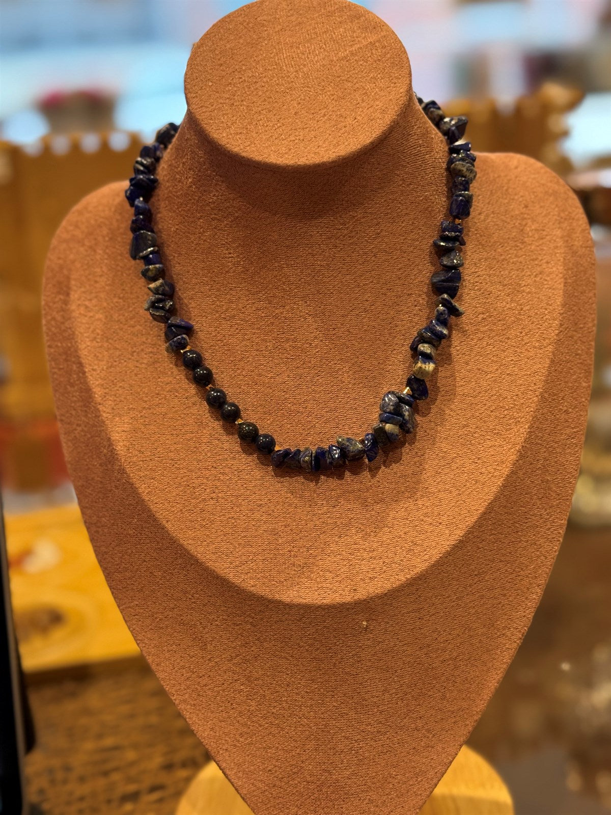 LAPISLAZULI - HÄMATIT HALSKETTE ca 39 cm  - UNICAT