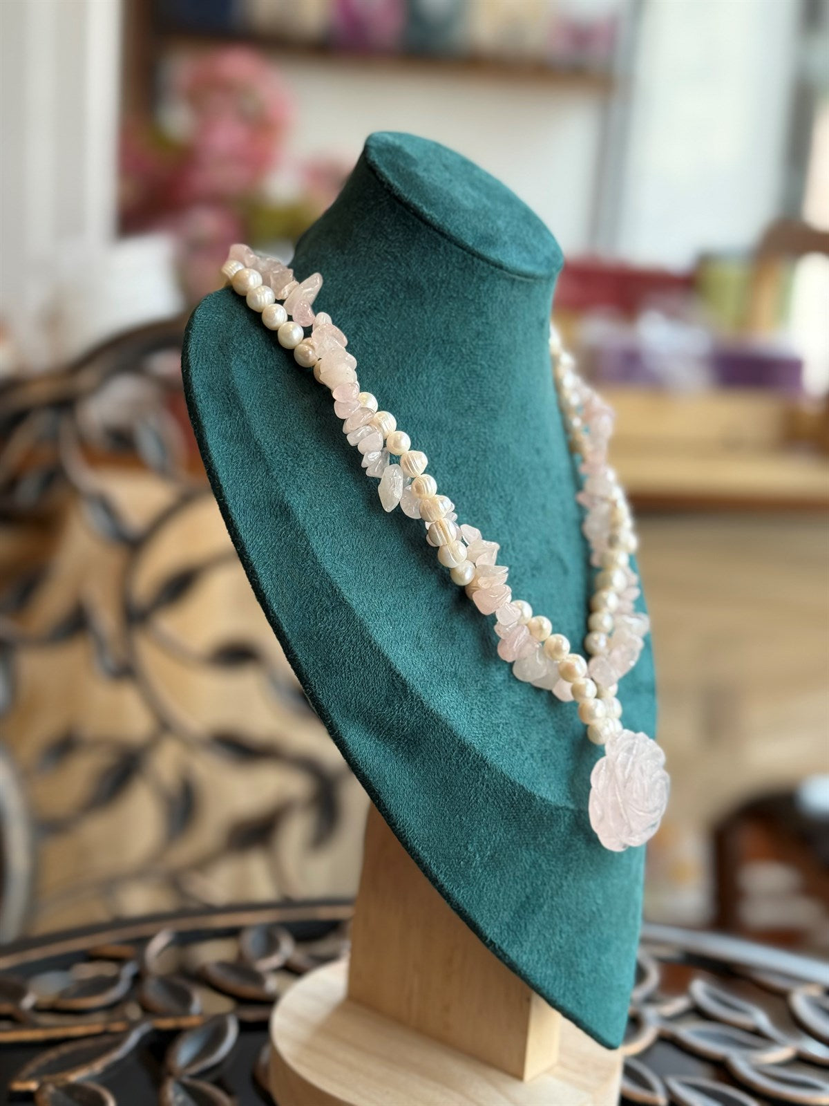 ROSENQUARZ - PERLE HALSKETTE ca52 cm  - UNICAT