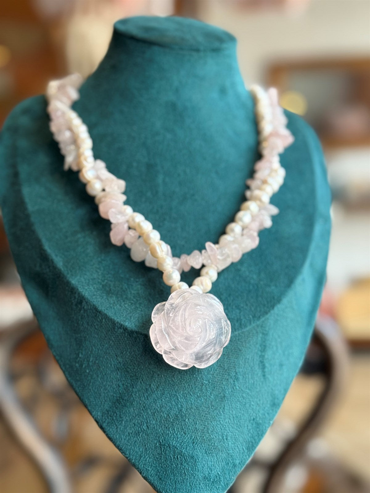 ROSENQUARZ - PERLE HALSKETTE ca52 cm  - UNICAT