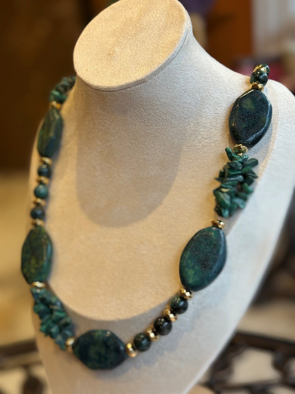 MOOSACHAT - MALACHIT HALSKETTE ca 84 cm  - UNICAT