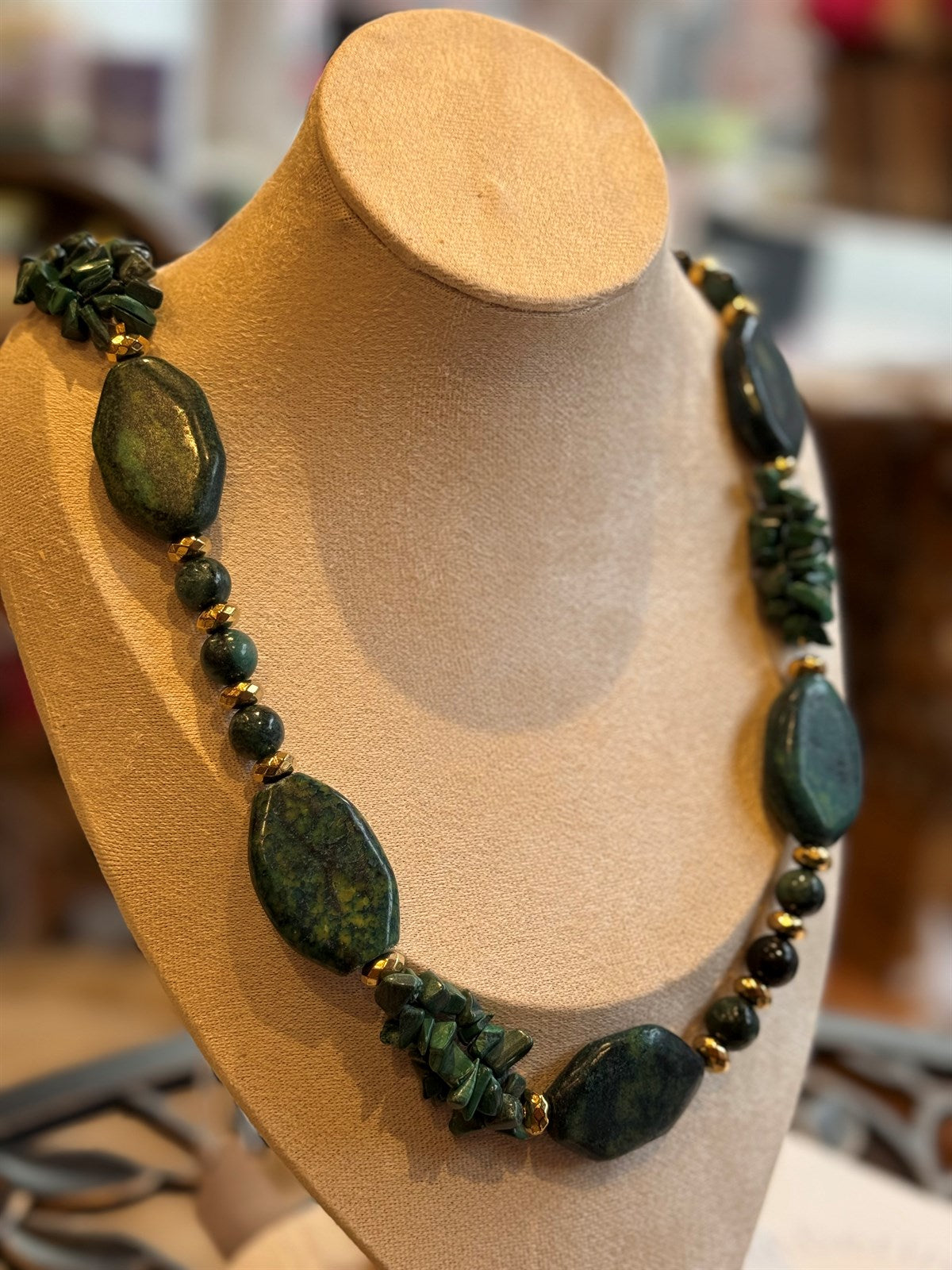 MOOSACHAT - MALACHIT HALSKETTE ca 84 cm  - UNICAT