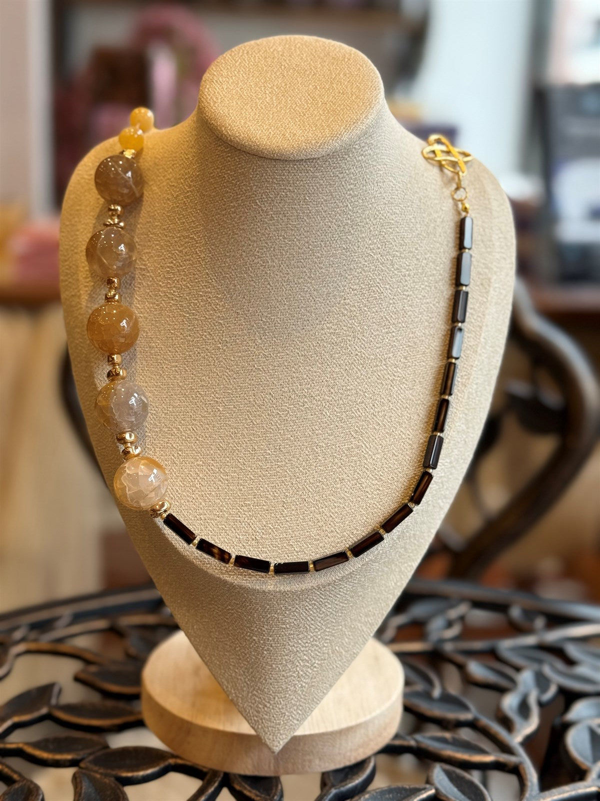 ACHAT- JADE- HÄMATIT HALSKETTE ca.84 cm  - UNICAT