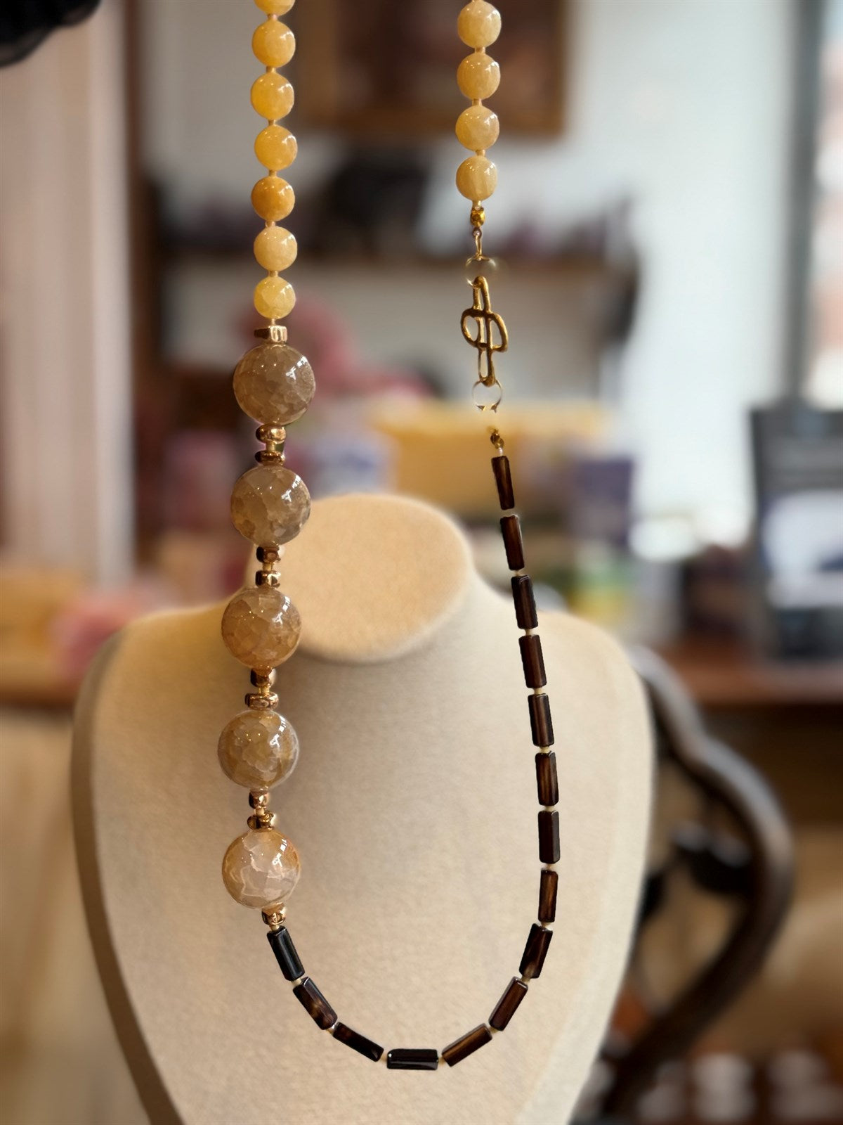 ACHAT- JADE- HÄMATIT HALSKETTE ca.84 cm  - UNICAT