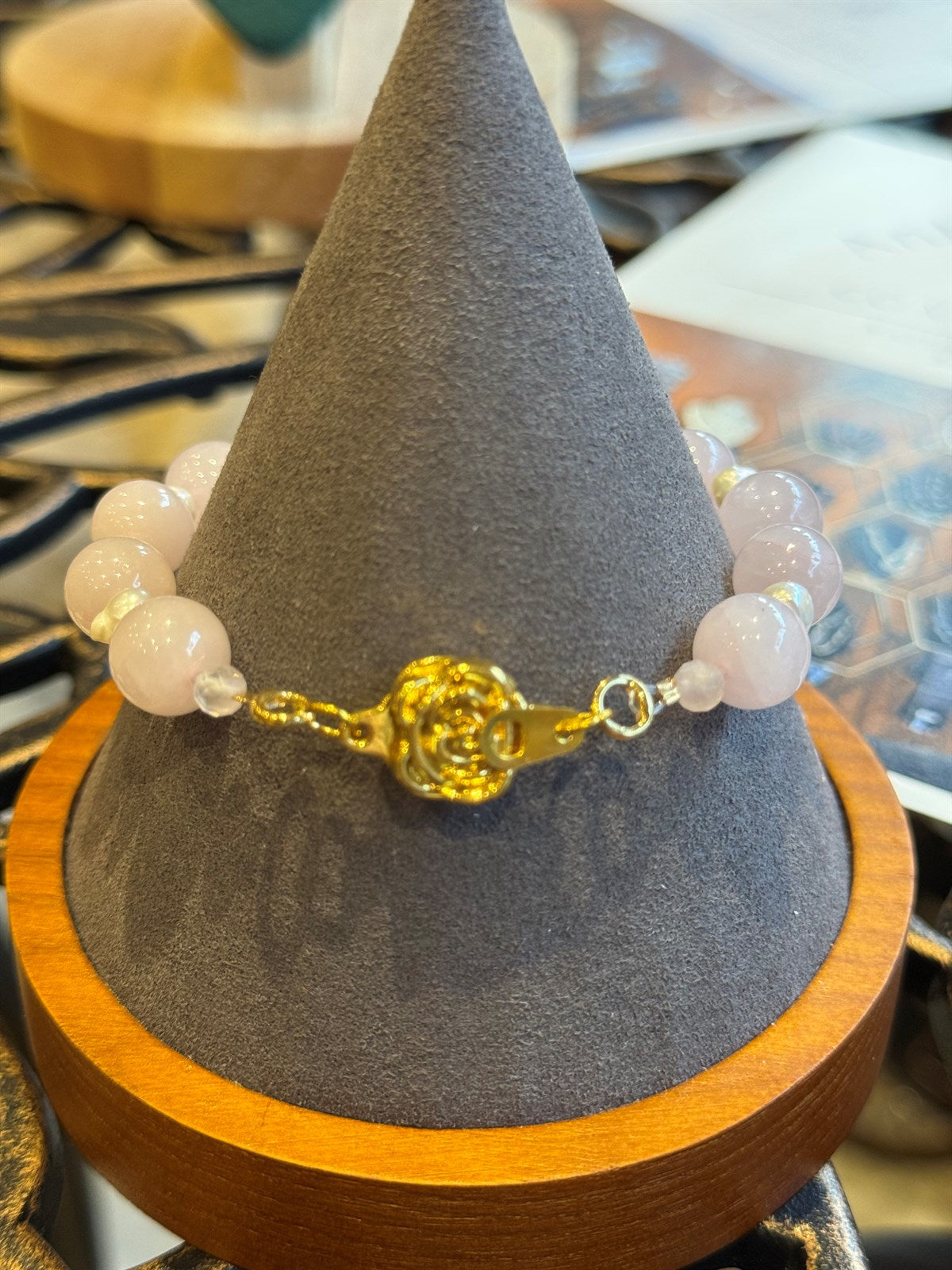 RHODONIT- PERLE- ROSENQUARZ ARMBAND ca 20 cm  - UNICAT