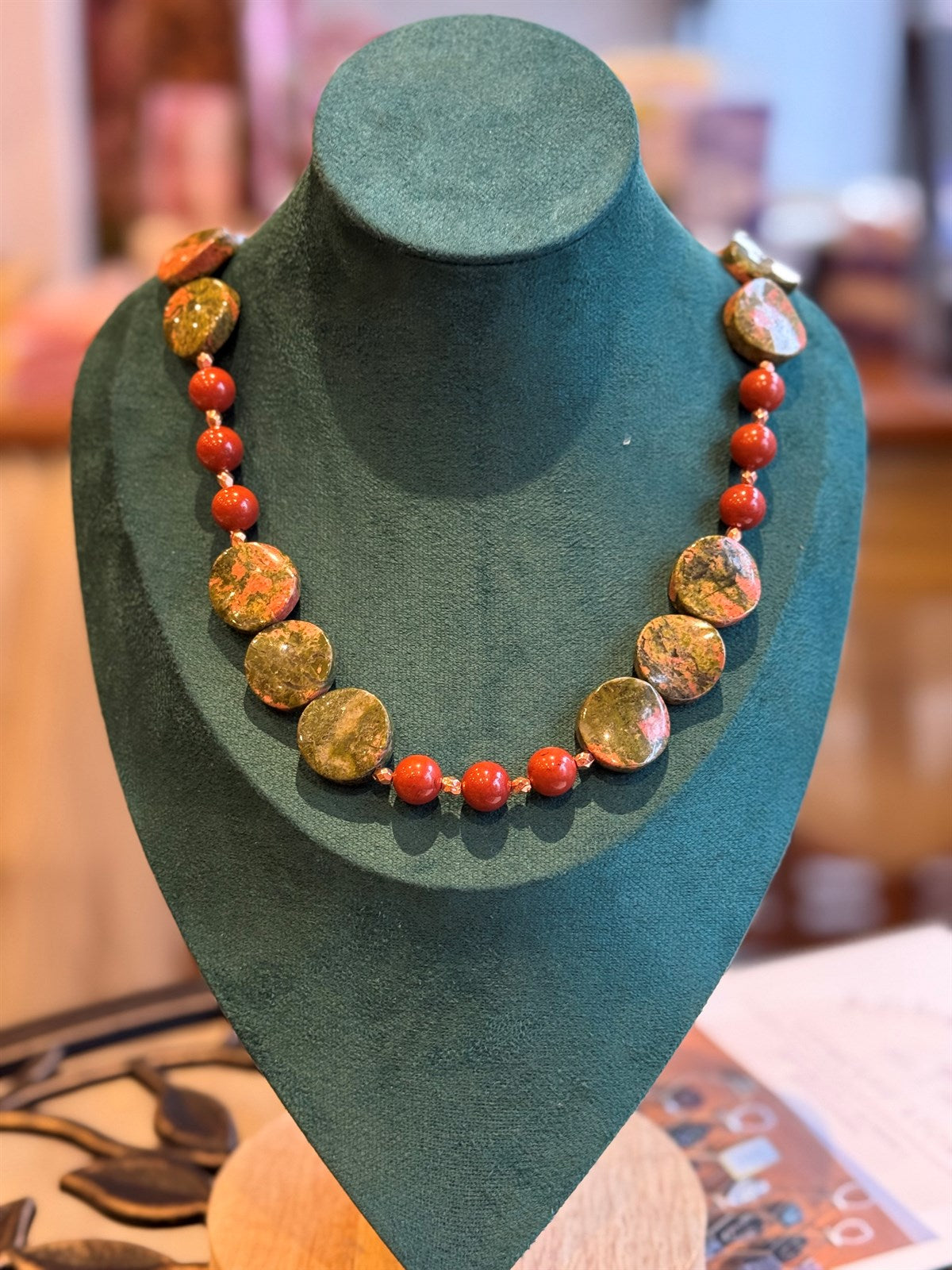 UNAKIT- JASPIS HALSKETTE ca 72 cm  - UNICAT