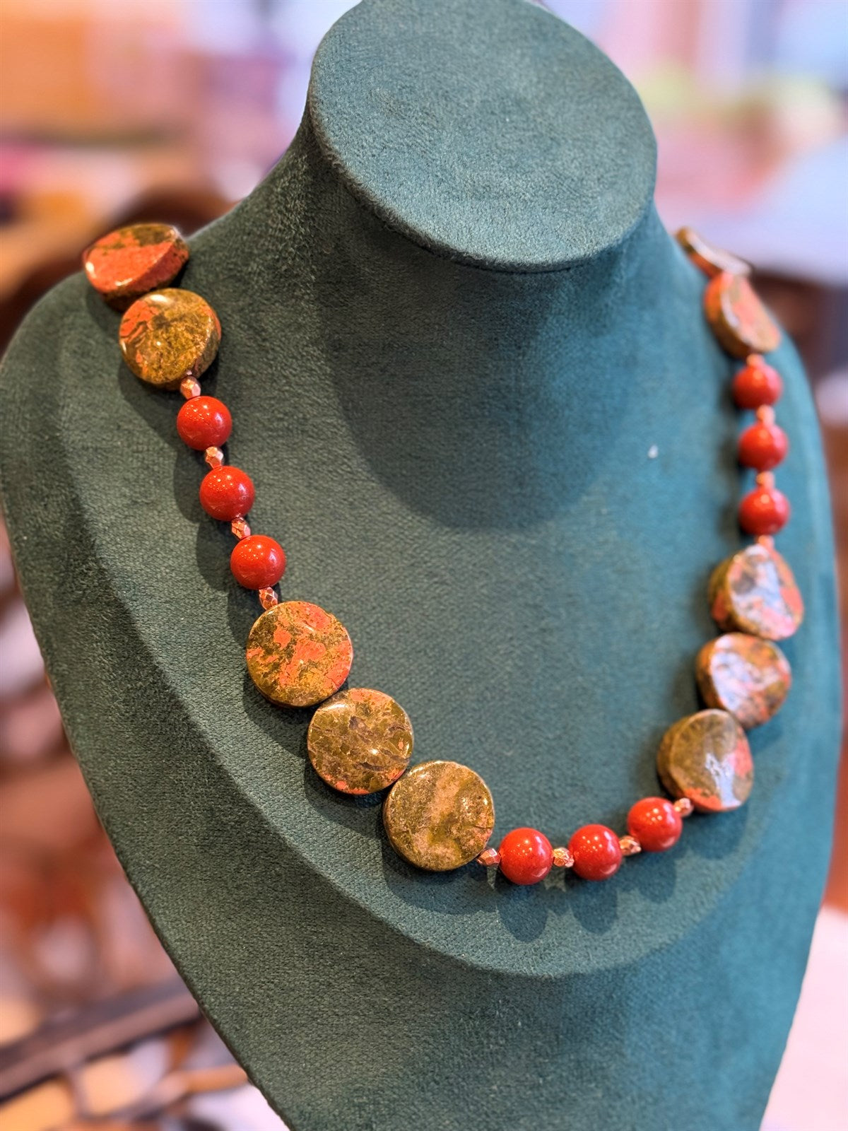 UNAKIT- JASPIS HALSKETTE ca 72 cm  - UNICAT