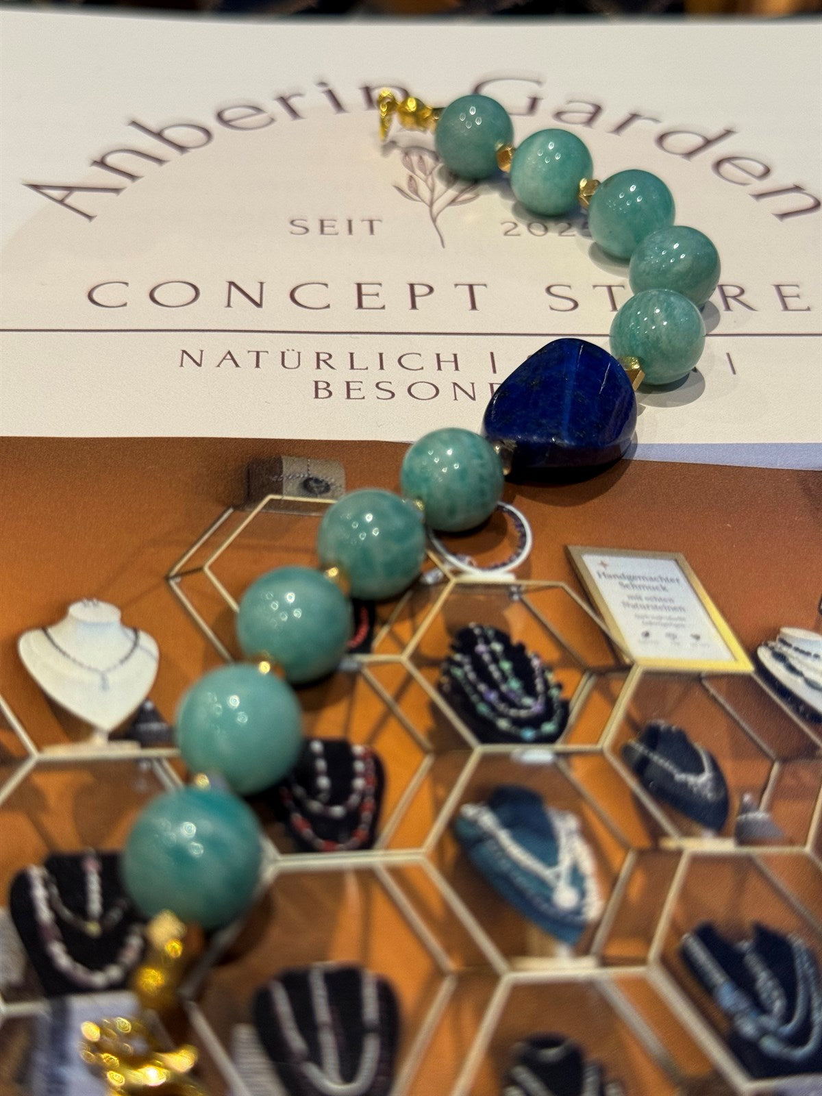 AMAZONIT - LAPISLAZULI ARMBAND ca 18 cm  - UNICAT