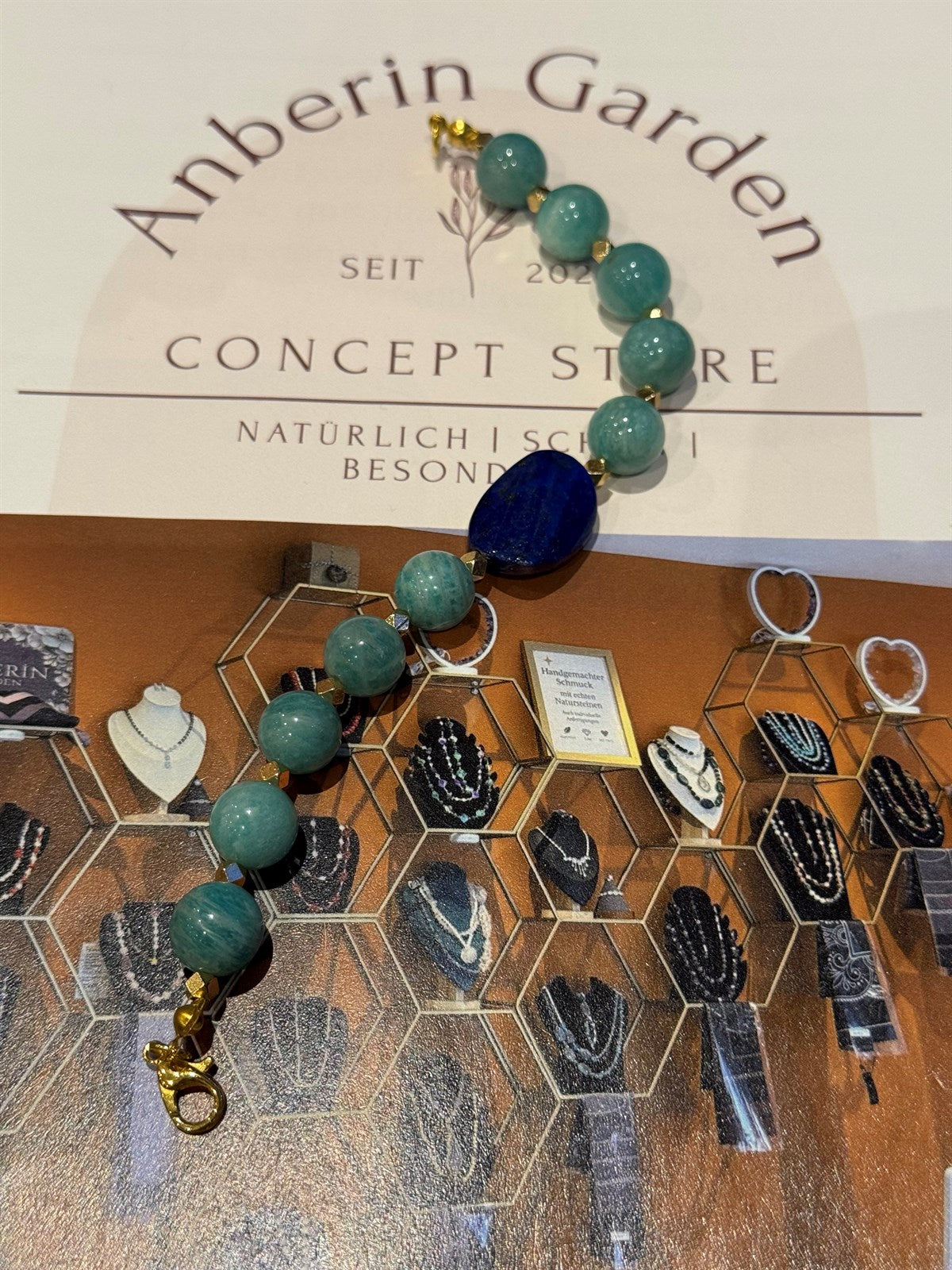 AMAZONIT - LAPISLAZULI ARMBAND ca 18 cm  - UNICAT