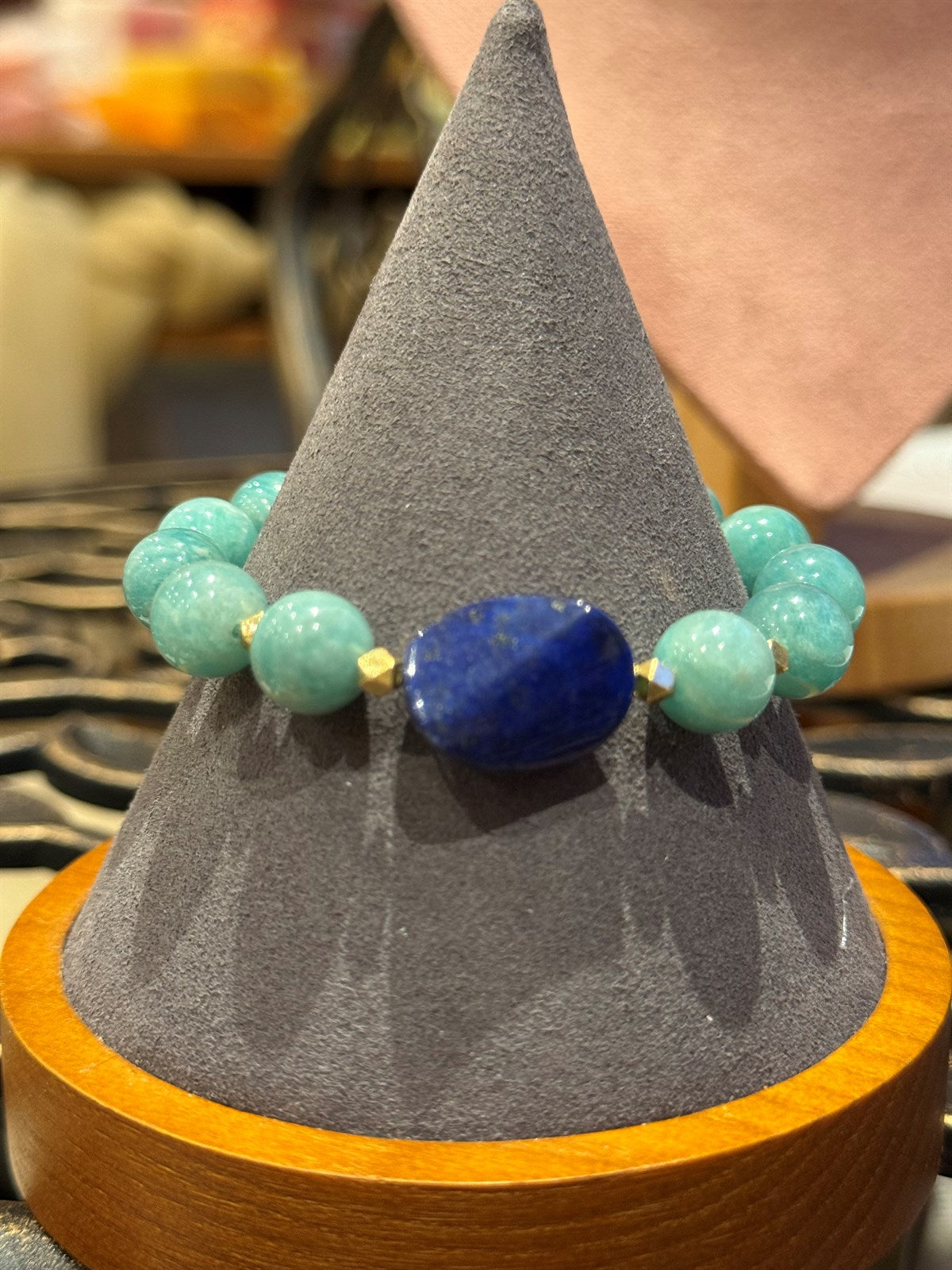 AMAZONIT - LAPISLAZULI ARMBAND ca 18 cm  - UNICAT