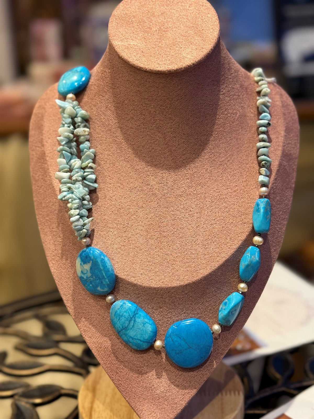 ANGELIT - AMAZONIT - PERLE - HÄMATIT ca 74 cm  - UNICAT