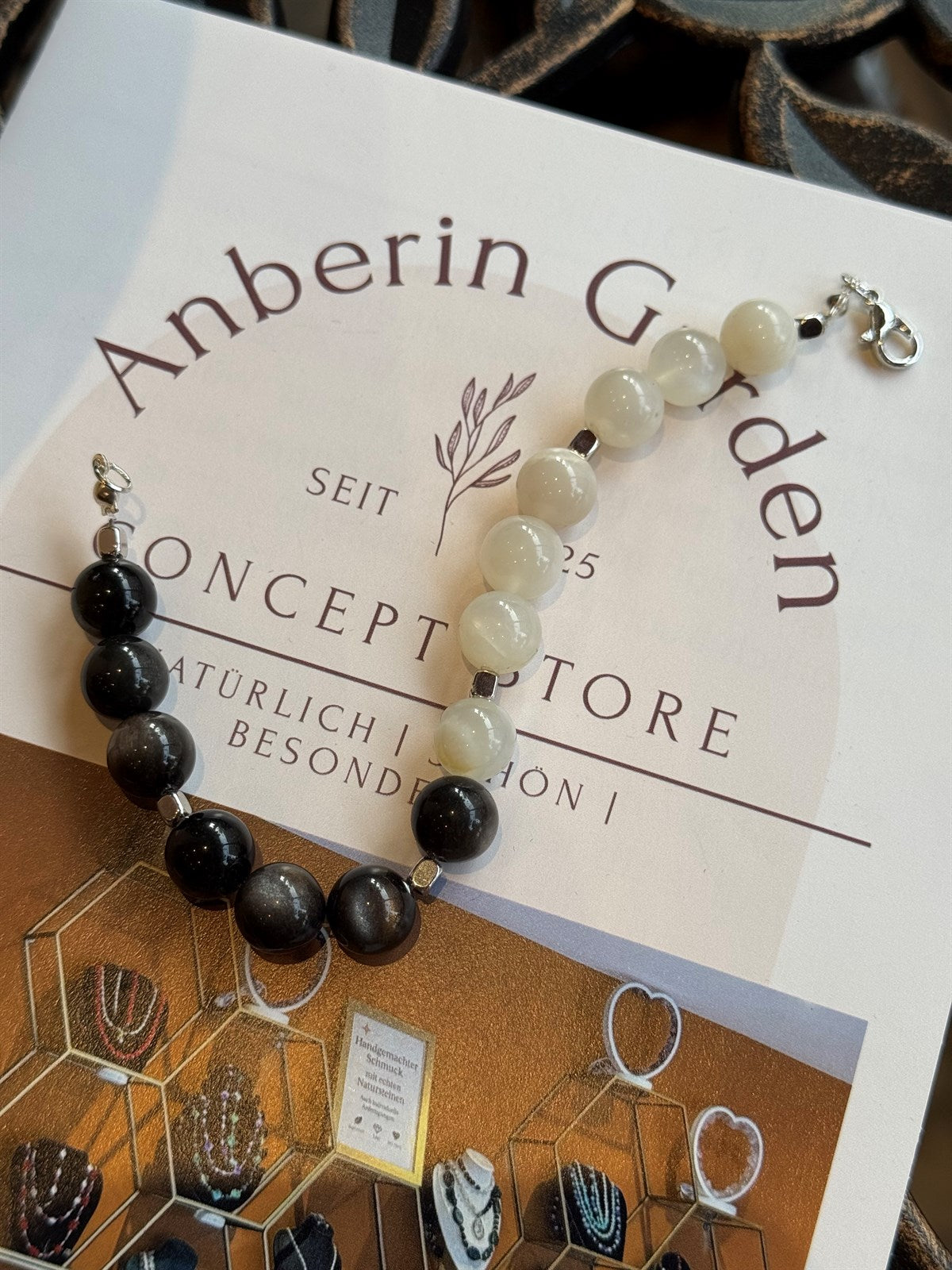 OBSIDIAN - CALCIT  ARMBAND ca 20 cm  - UNICAT