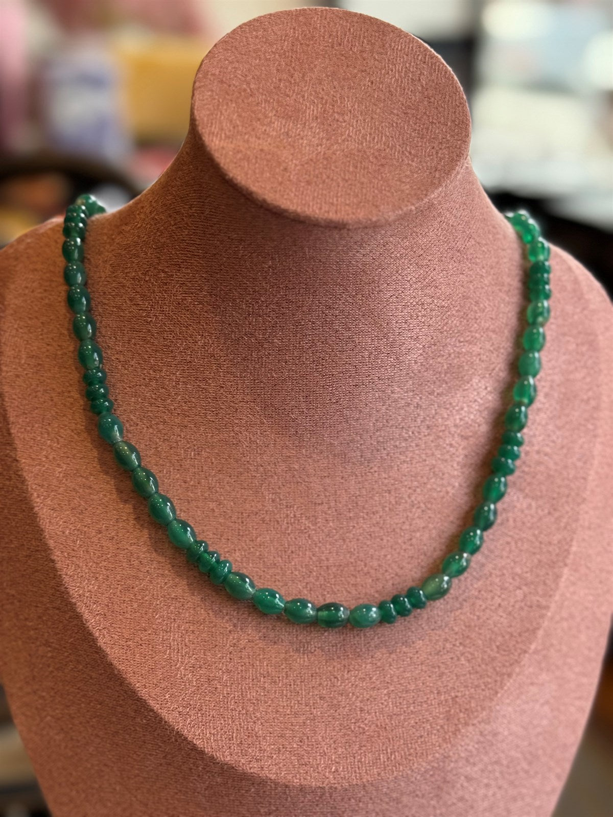 GRÜNER ACHAT HALSKETTE ca 51 cm  - UNICAT