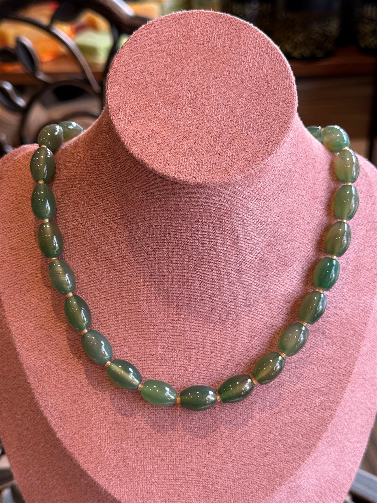 GRÜNER ACHAT HALSKETTE ca44 cm  - UNICAT