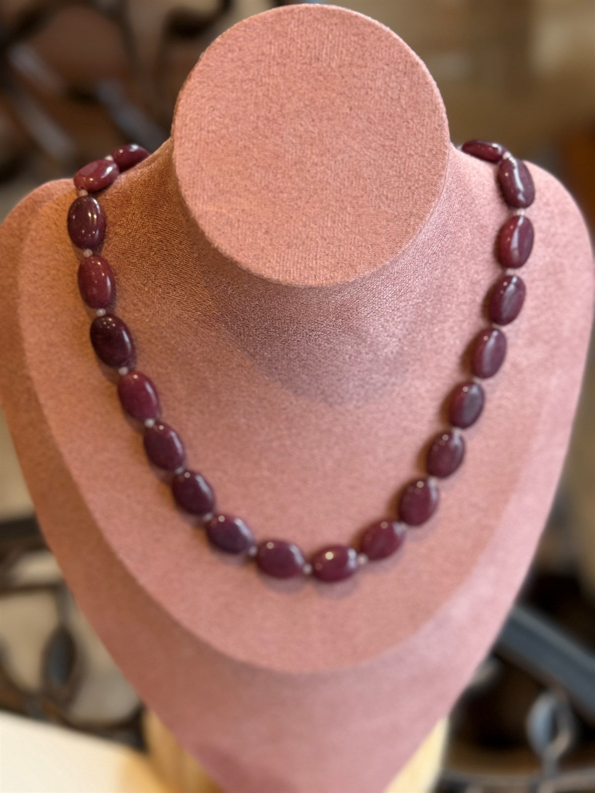 RHODONITE - ROSENQUARTZ HALSKETTE ca 44 cm  - UNICAT