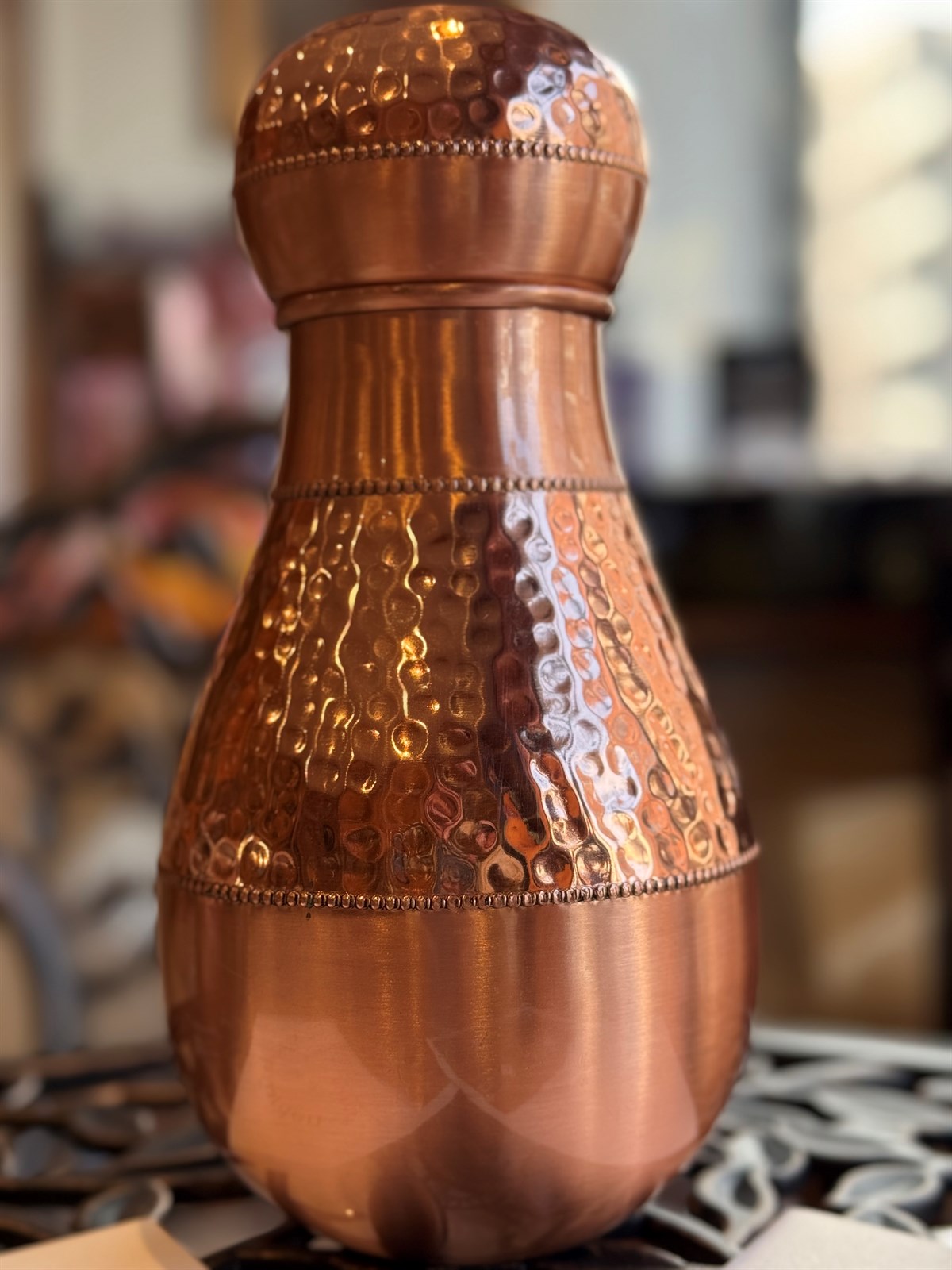 Reine Kupferkaraffe mit gewölbtem Deckel ± 950 ml