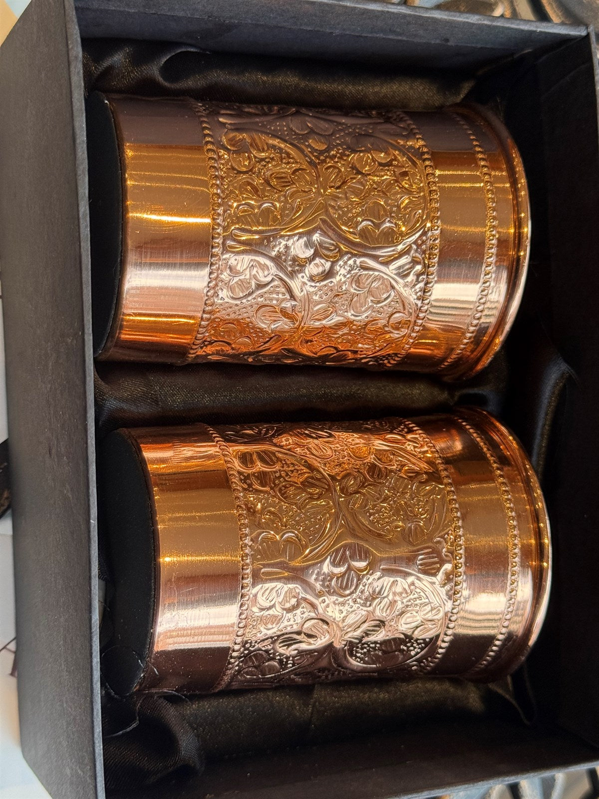 2er-Set Becher aus reinem Kupfer, geprägt – 300 ml (Hochleistung)