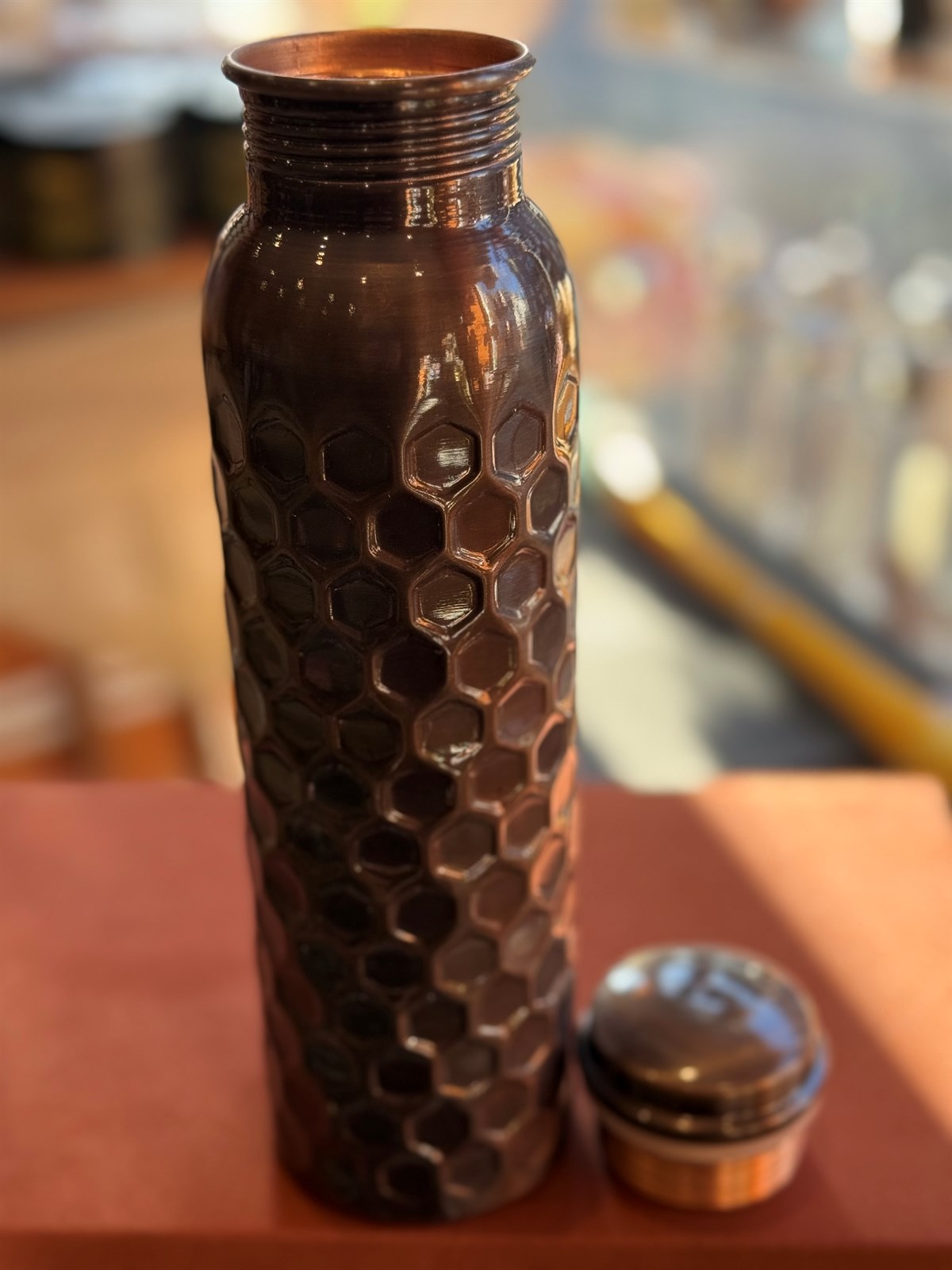 Wasserflasche aus reinem Kupfer Diamant Antik ± 950 ml (schwere Ausführung)