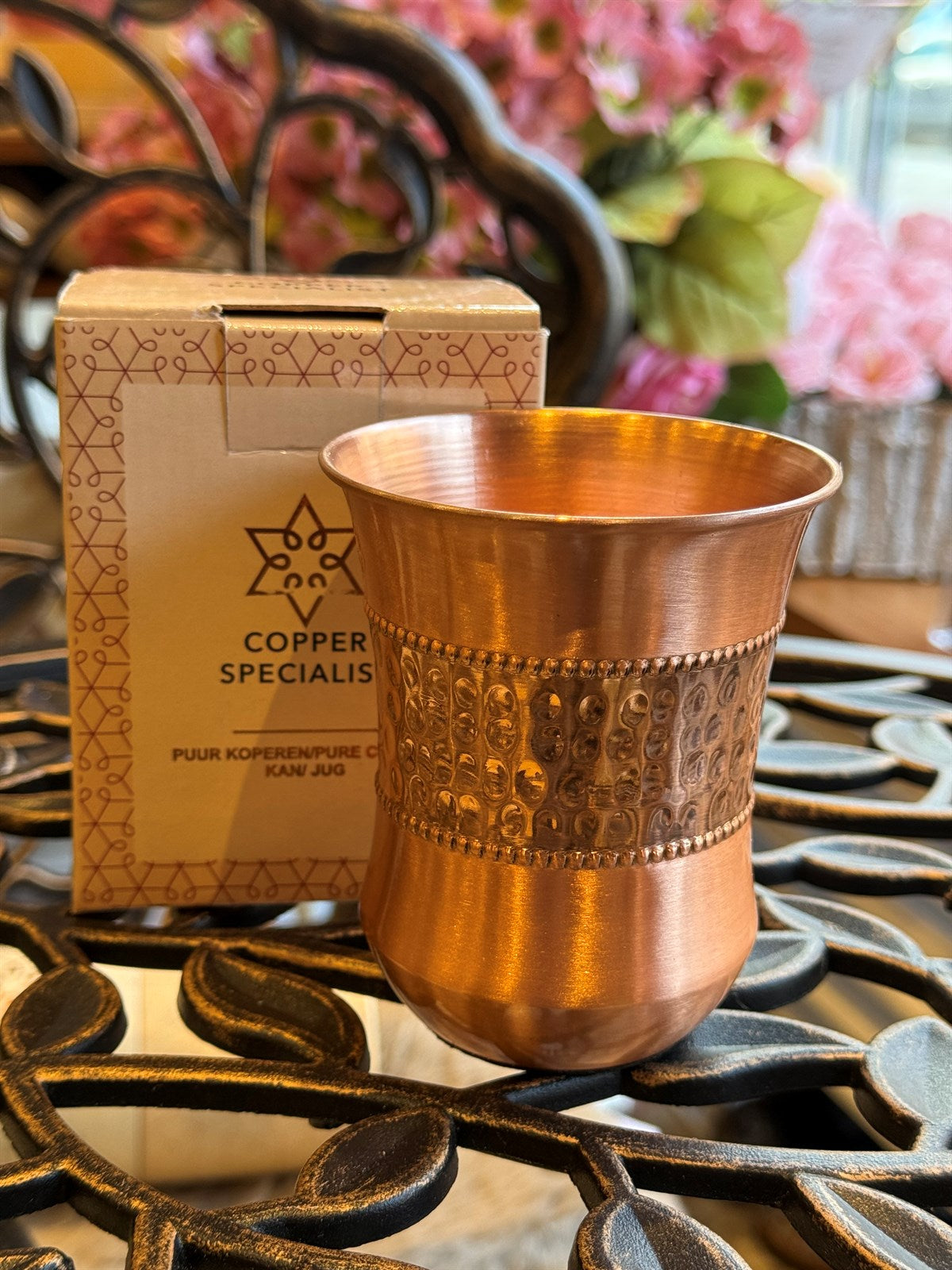 Reiner Kupferbecher mit gebogener Abfolge – 300 ml (hochbelastbar, 100 g)