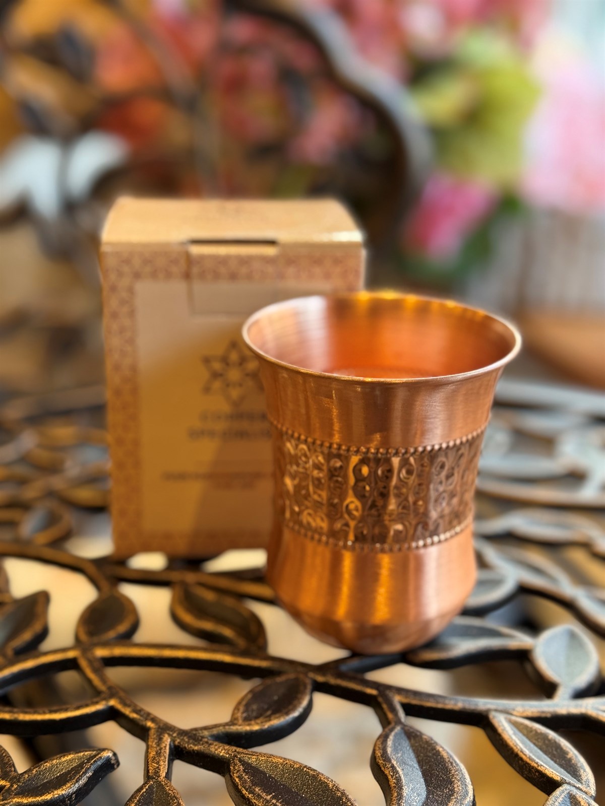 Reiner Kupferbecher mit gebogener Abfolge – 300 ml (hochbelastbar, 100 g)