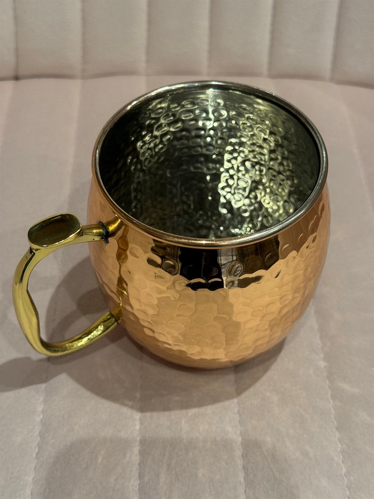 Becher aus reinem Kupfer mit glattem Henkel – 400 ml (Innenseite aus Nickel)