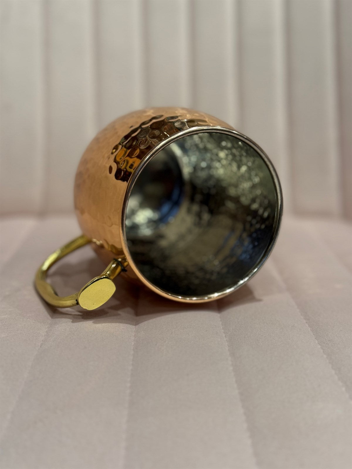 Becher aus reinem Kupfer mit glattem Henkel – 400 ml (Innenseite aus Nickel)