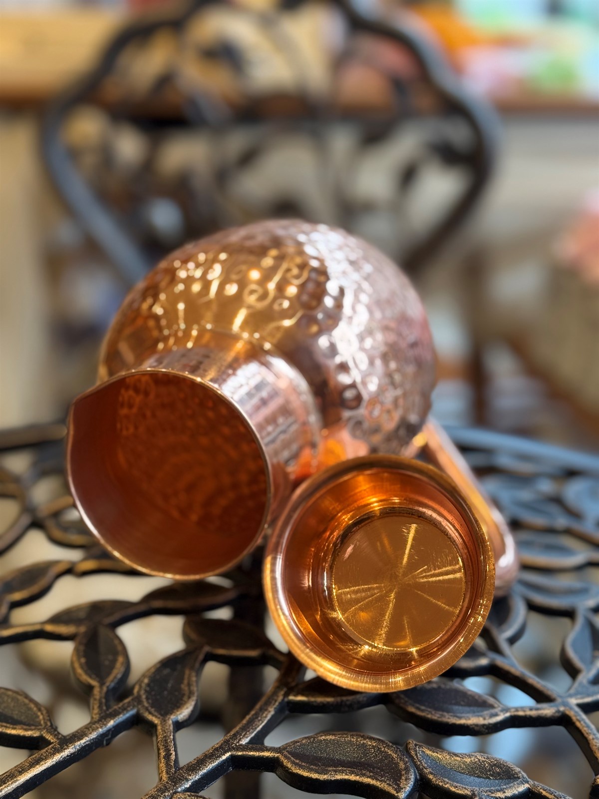 Krug aus reinem Kupfer mit Deckel, Typ Surai, ± 1500 ml