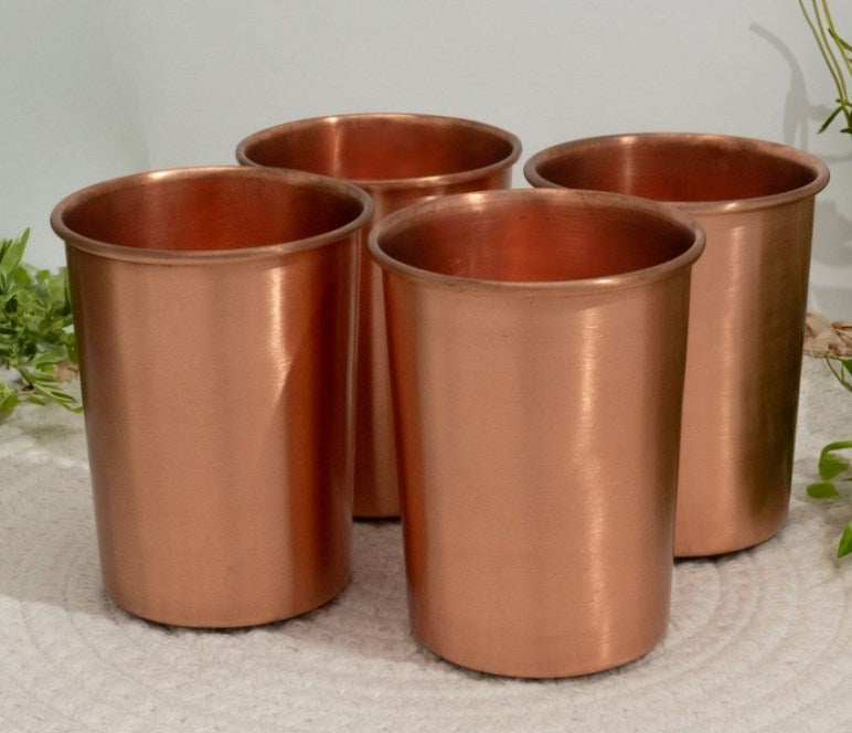 Reines Kupfer-Set Flaschenturm glatt ± 950 ml mit 4 Tassen