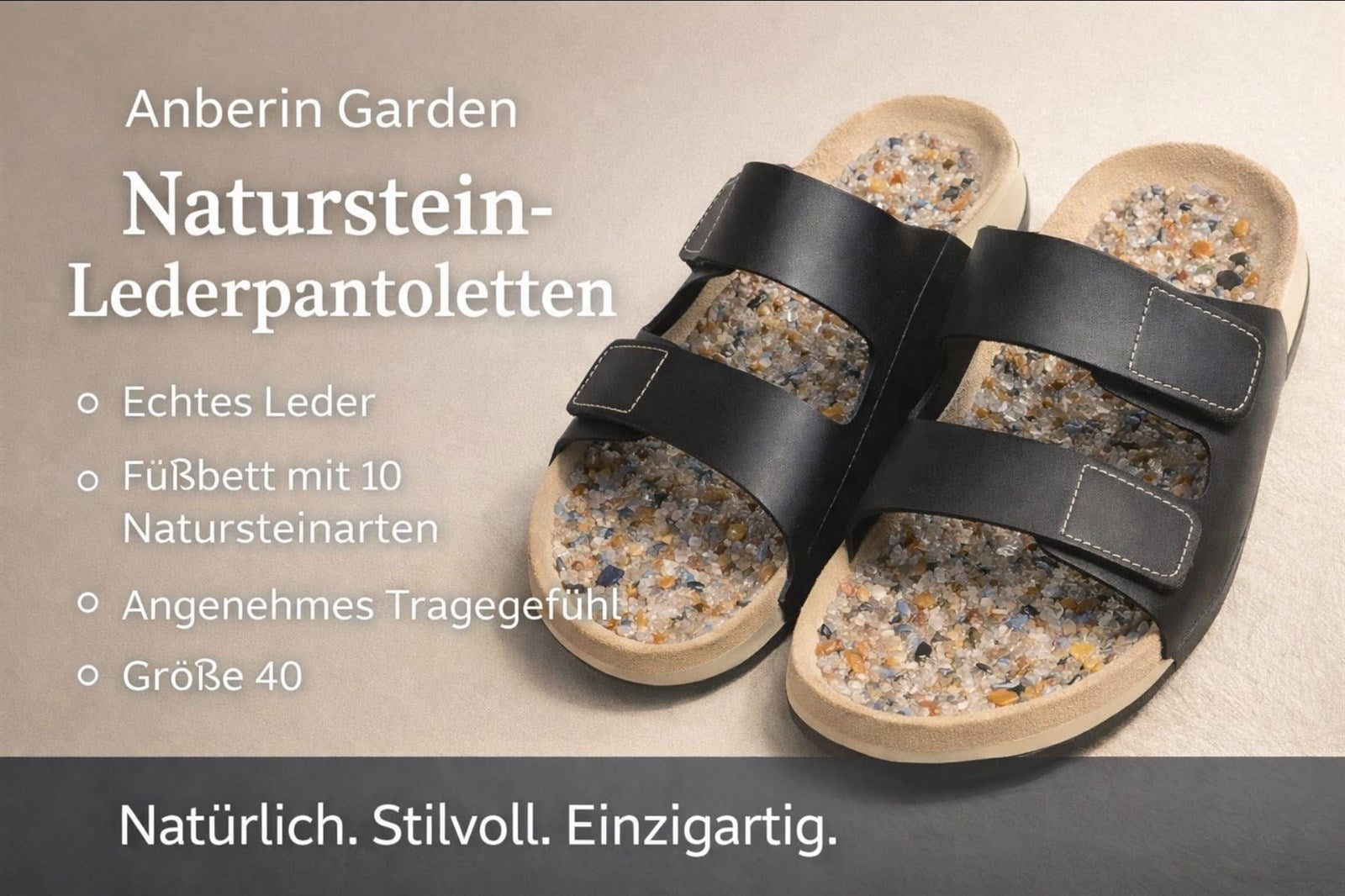 EDELSTEIN - MASSAGE SANDALEN SCHWARZ GR.40