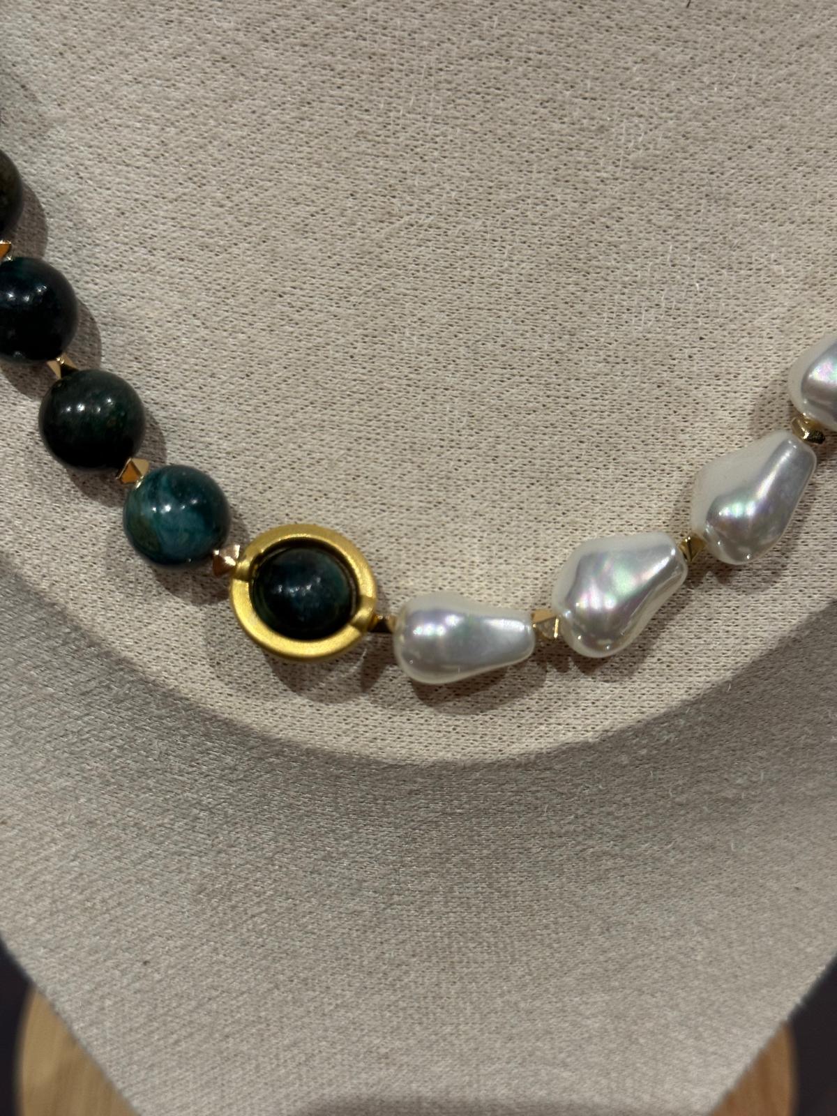Smaragd-Kette mit Barockperlen und Hämatit – handgefertigtes Unikat, ca. 67 cm - Bild 2