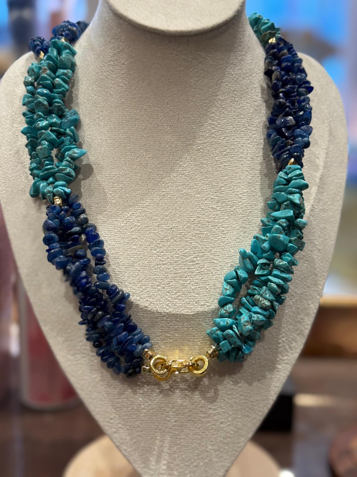 Lapislazuli-Türkis-Kette – handgefertigtes Unikat, ca. 56 cm - Bild 2