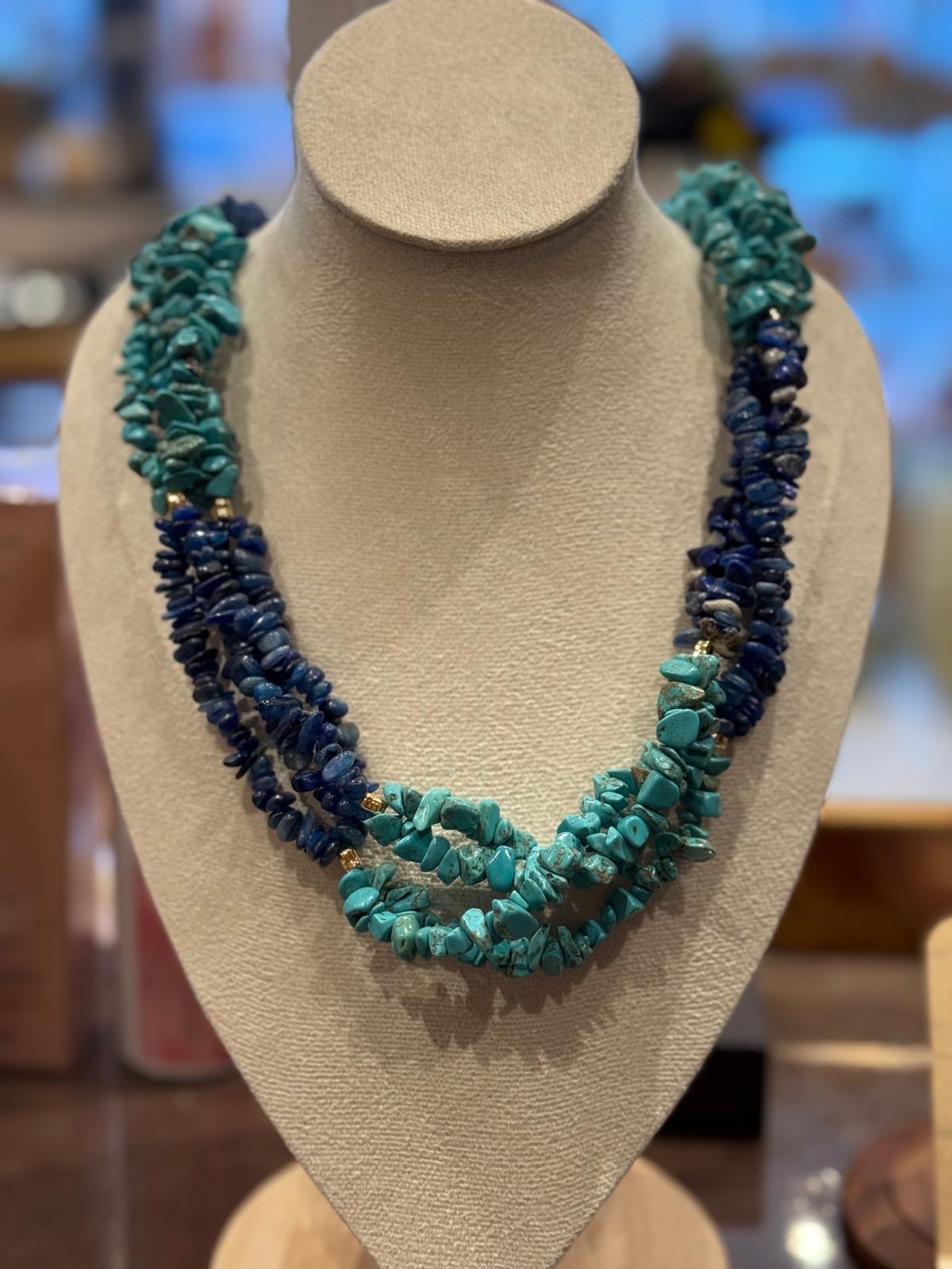 Lapislazuli-Türkis-Kette – handgefertigtes Unikat, ca. 56 cm - Bild 3