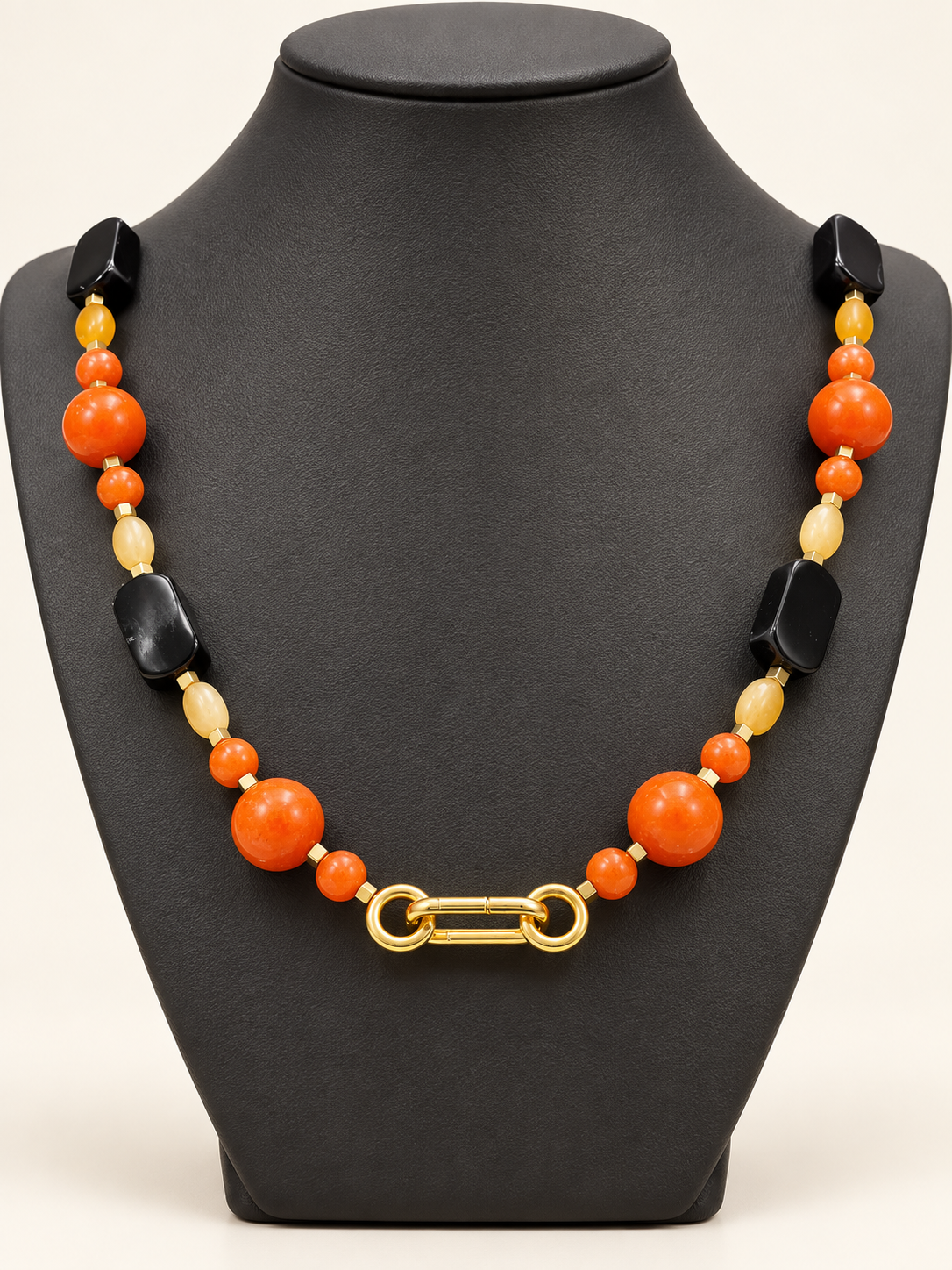 Achat-Aventurin-Kette mit Hämatit – handgefertigtes Unikat, ca. 88 cm
