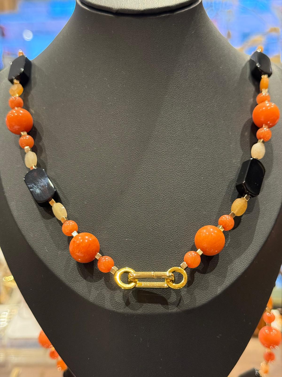 Achat-Aventurin-Kette mit Hämatit – handgefertigtes Unikat, ca. 88 cm - Bild 2