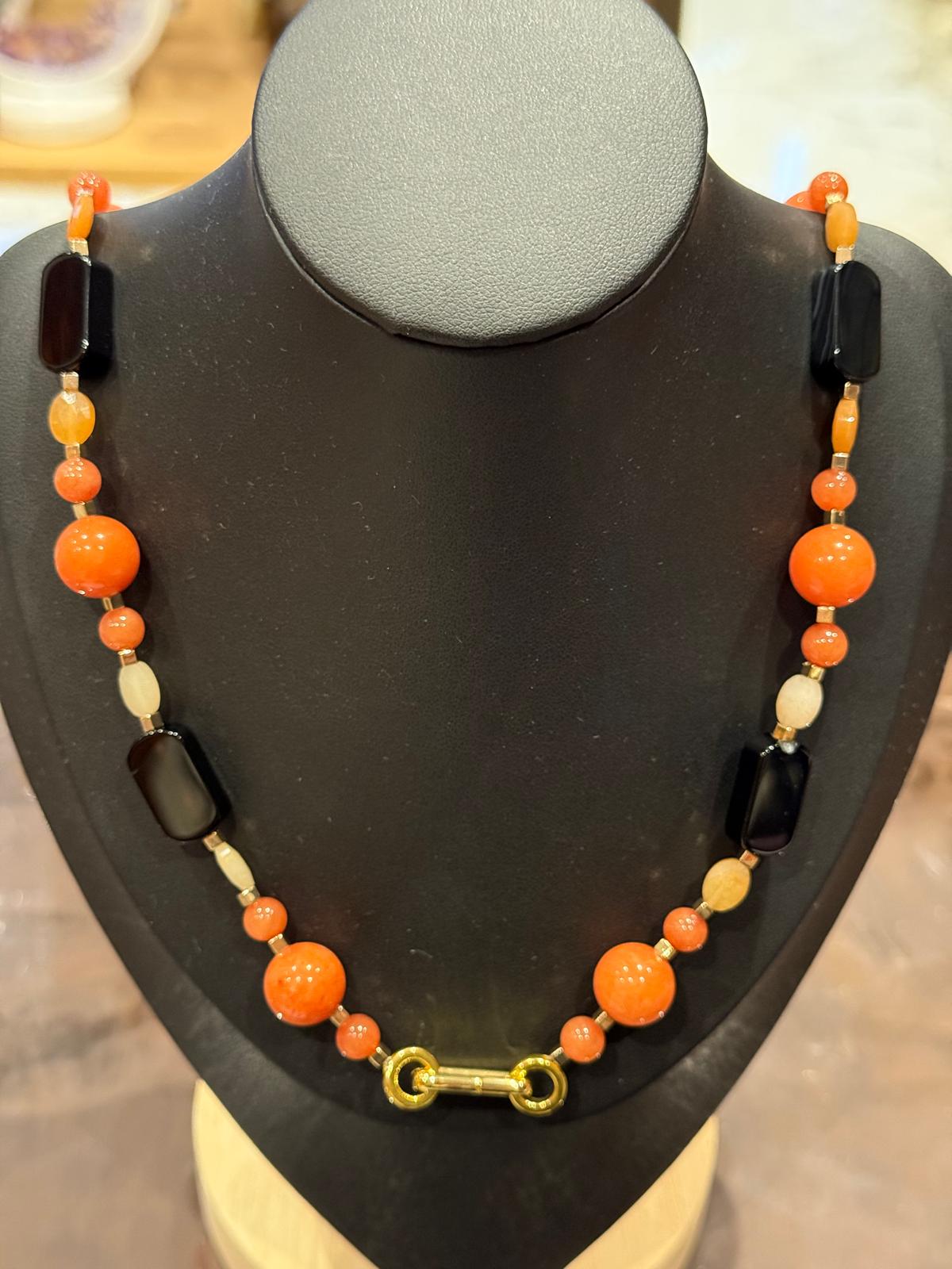 Achat-Aventurin-Kette mit Hämatit – handgefertigtes Unikat, ca. 88 cm - Bild 4