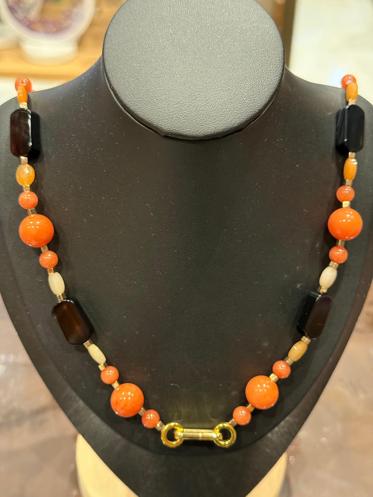 Achat-Aventurin-Kette mit Hämatit – handgefertigtes Unikat, ca. 88 cm - Bild 5
